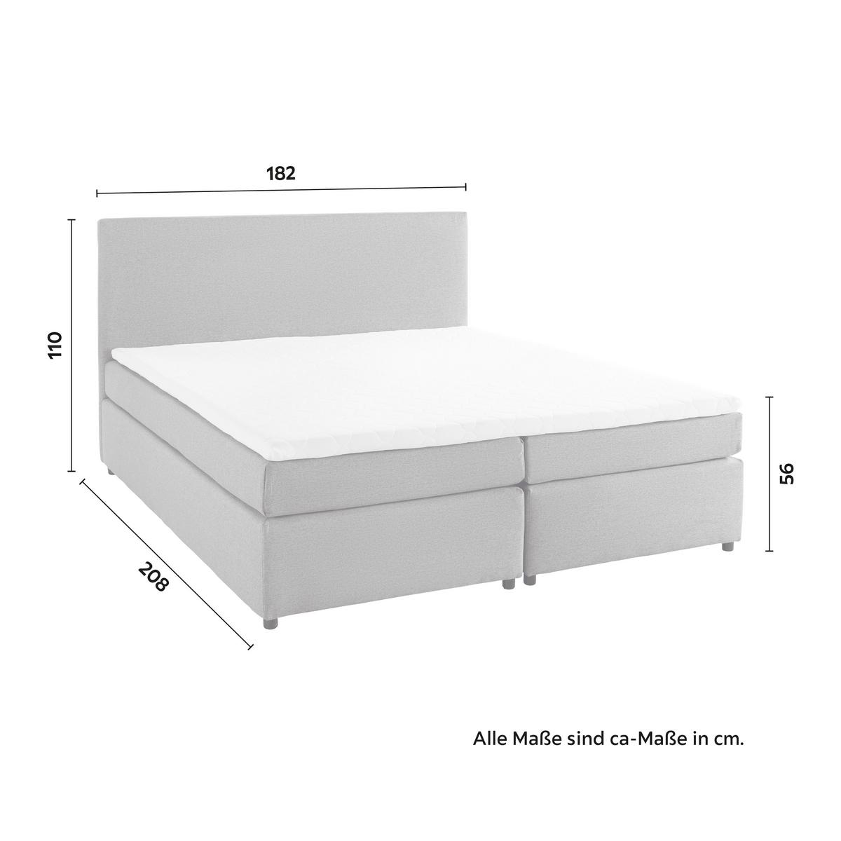 Postel boxpring s toperem, 180x200 cm, šedá - šedá/černá, Moderní, dřevo/textil (180/200cm) - Bessagi Home