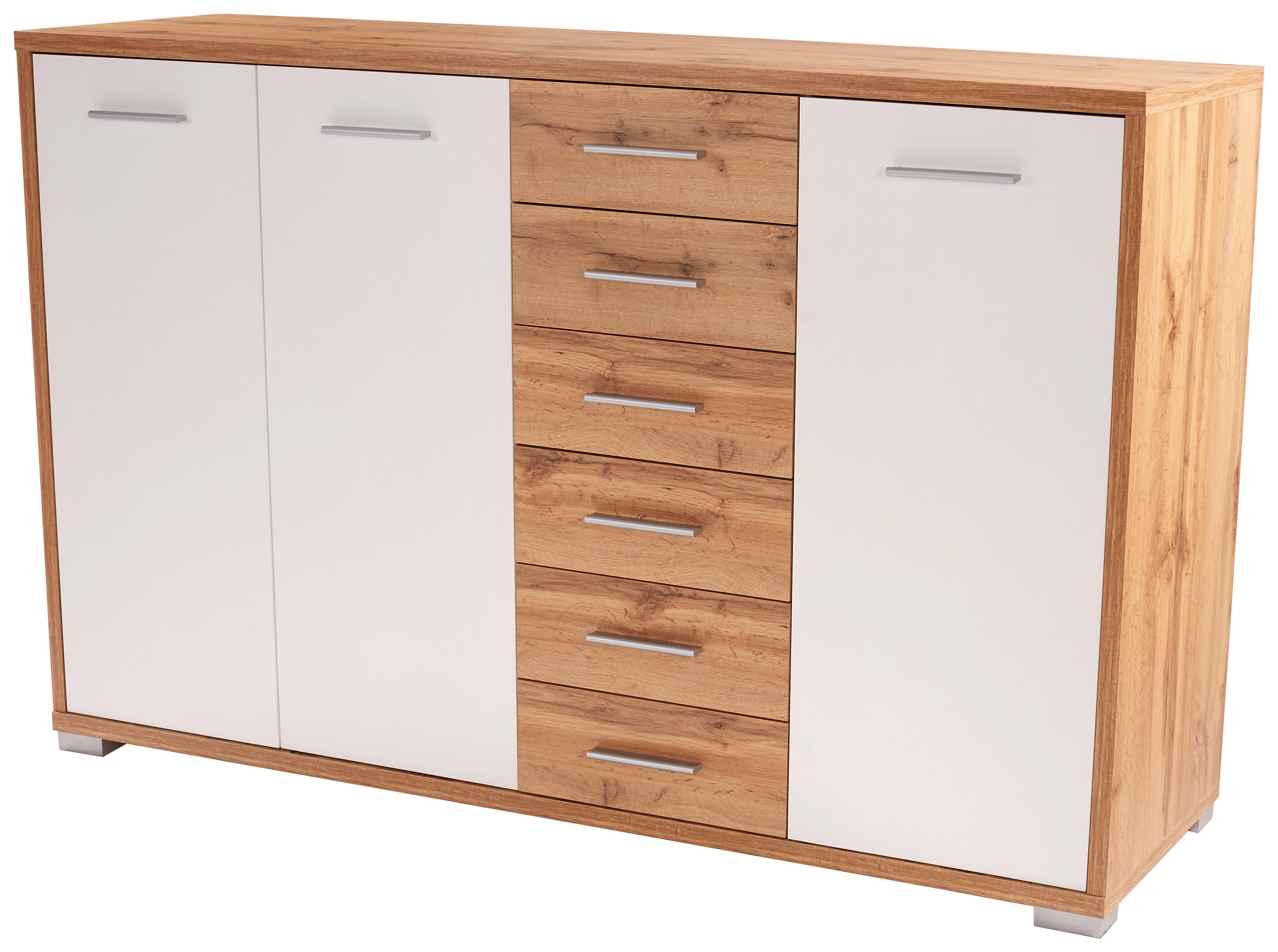 KOMODA Q-BIG NEW QBK03 - bílá/barvy dubu, Moderní, dřevo/plast (190/105/44cm)
