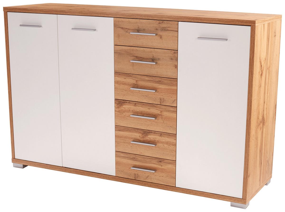 KOMODA Q-BIG NEW QBK03 - biela/farba duba, Modern, drevo/plast (190/105/44cm)