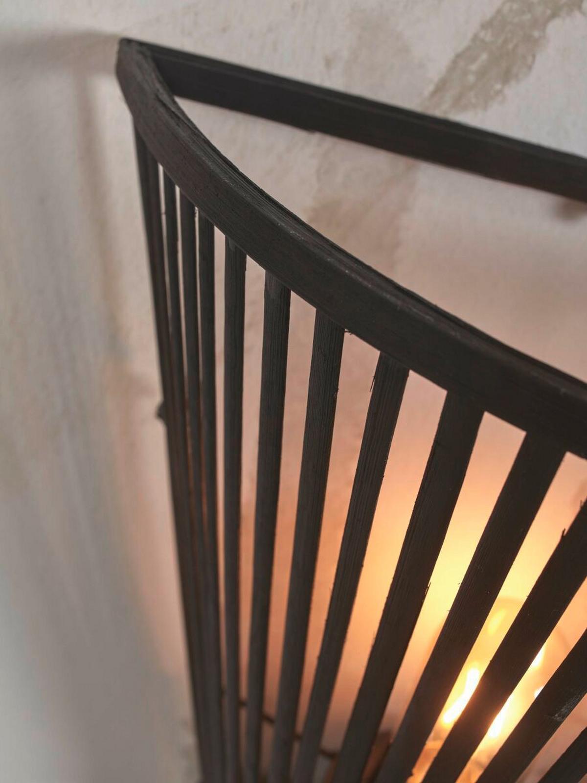 Wandleuchte Merapi Schwarz B: 30 cm - Schwarz, Trend, Holz (15/30/30cm) - Good & Mojo