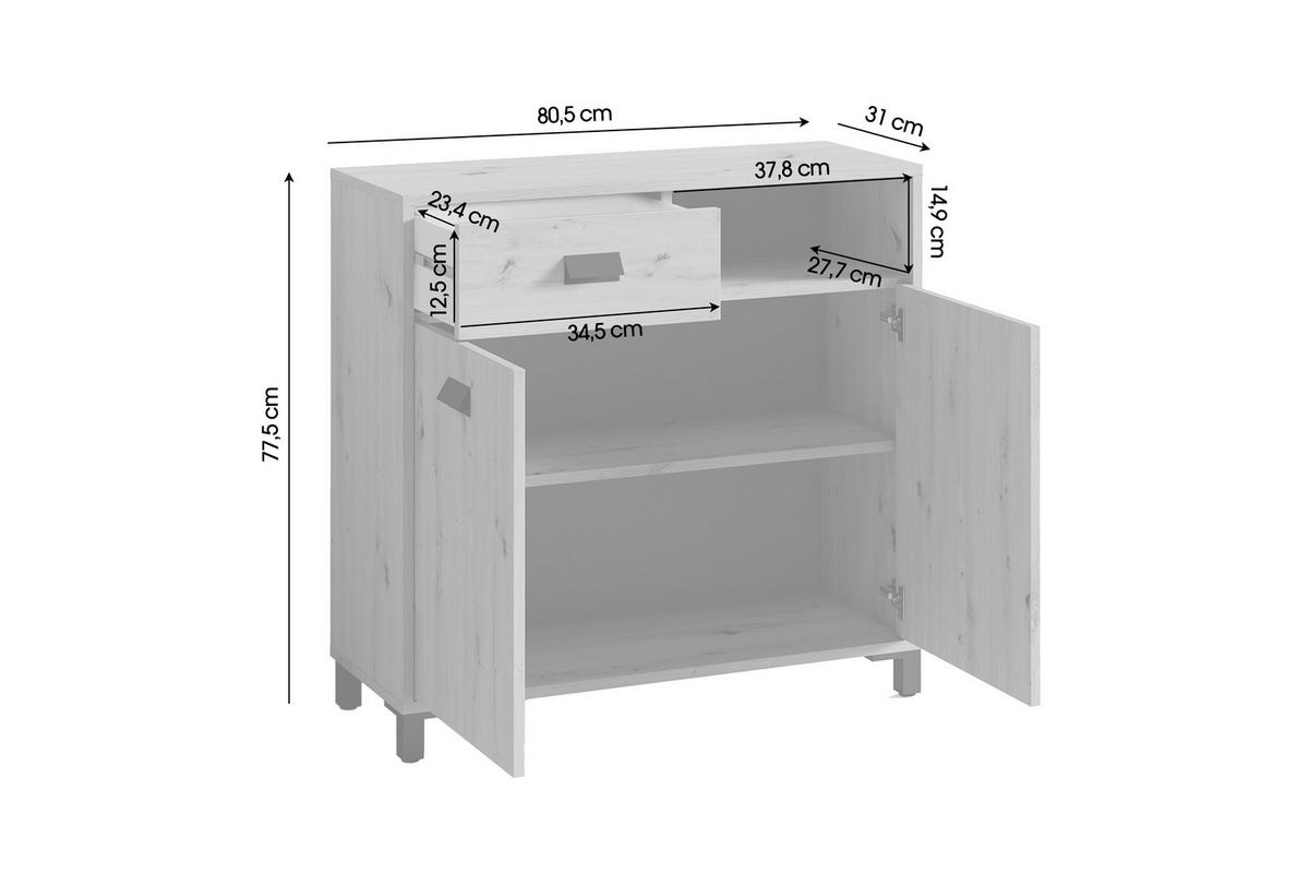 Unterschrank Wellness Weiß/Schwarz B: 80,5 cm - Schwarz/Weiß, MODERN, Holzwerkstoff (80,5/77,5/31cm) - MID.YOU