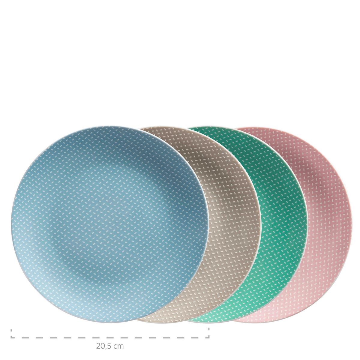 Kombiservice 4 Personen Geschirr Set - Pastellblau/Hellrosa, Basics, Keramik - Mäser