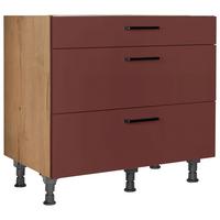 Kochfeldumbauschrank Easytouch - Eichefarben/Rot, MODERN, Holzwerkstoff (90,0/87,0/56,0cm) - Nobilia