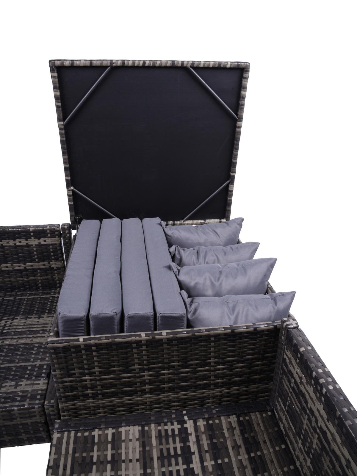 Loungegarnitur Ramira - Dunkelgrau/Schwarz, Basics, Glas/Kunststoff - Gardenson