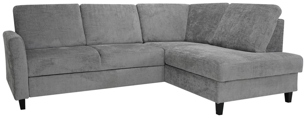 Rohová sedačka LARRY, pravá, šedá - šedá/černá, Basics, dřevo/kompozitní dřevo (240/184cm)