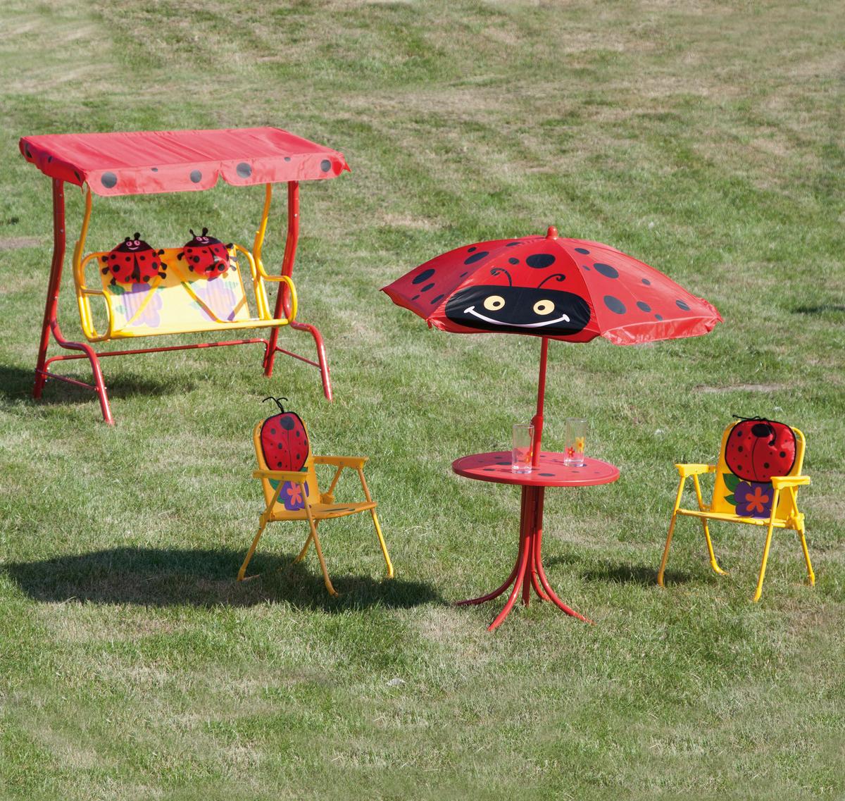 Kinder-Hollywoodschaukel Stahl, Rot - Rot, MODERN, Textil/Metall (115/118/75cm) - Siena Garden