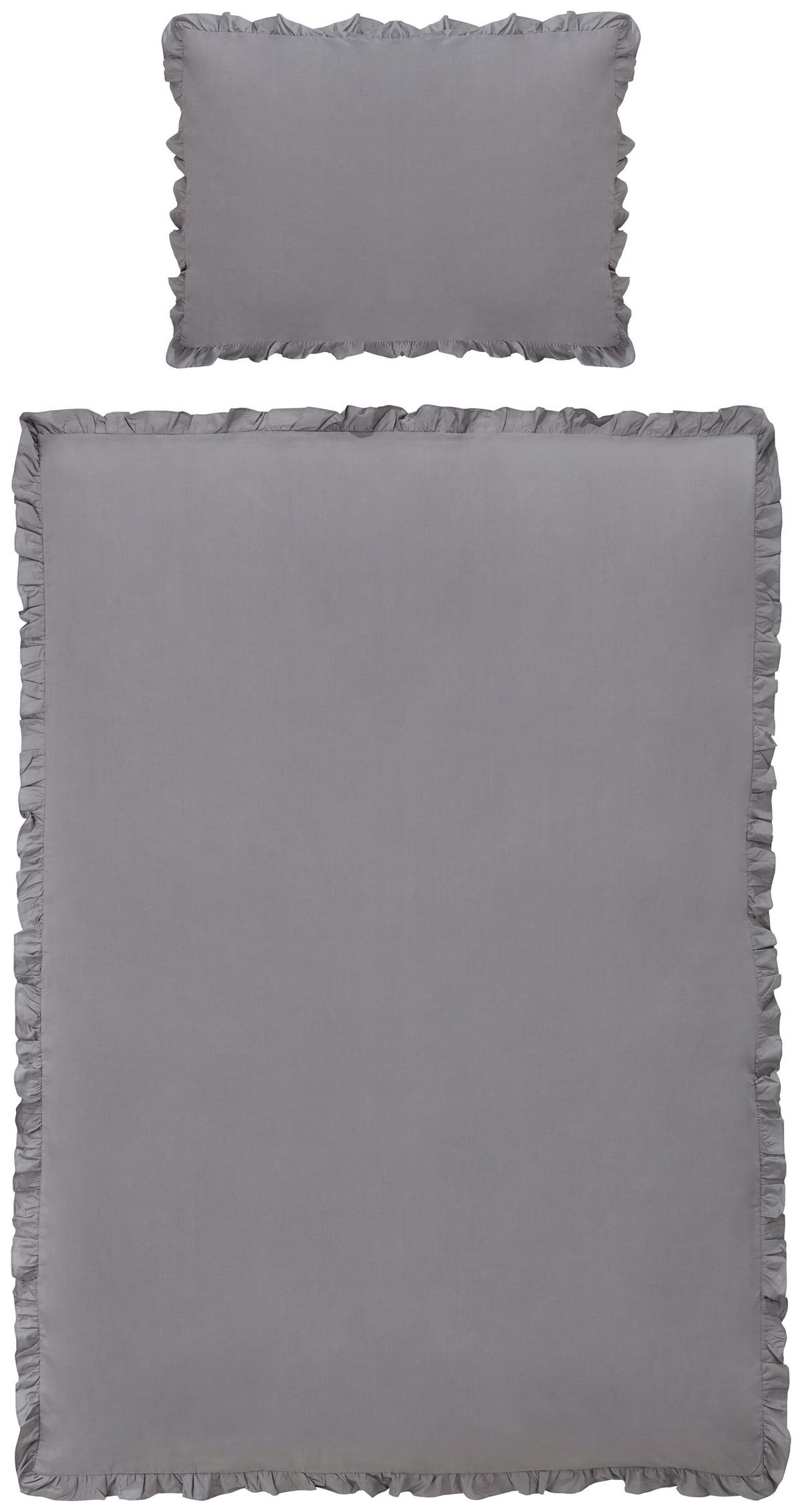 POSTEĽNÁ BIELIZEŇ Ruschen, 70/90 140/200cm - sivá, Romantik / Landhaus, textil (140/200cm) - Zandiara