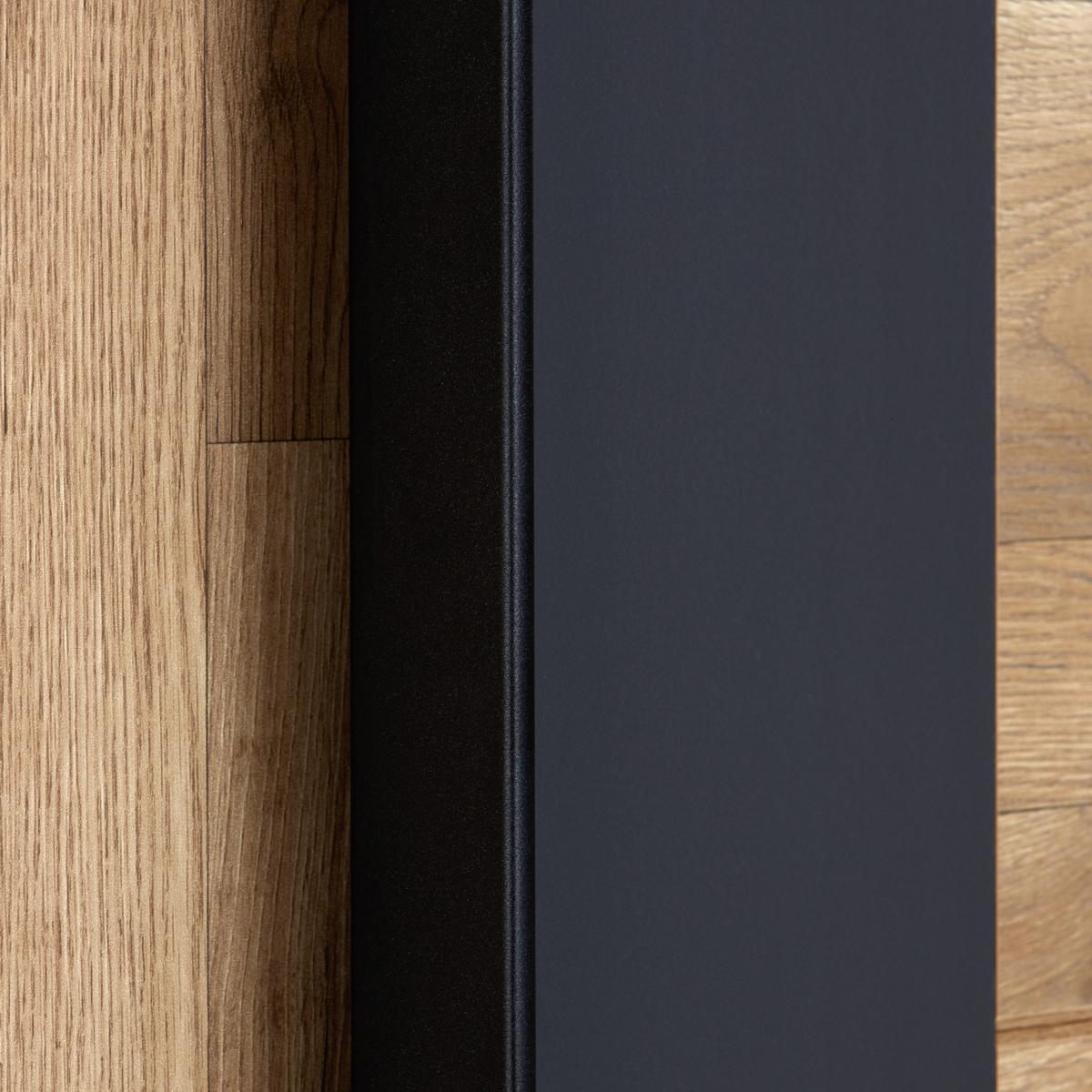 Schwebetürenschrank + Led 270cm , Graphit/eiche Dekor - Eichefarben/Graphitfarben, KONVENTIONELL, Holzwerkstoff (270/225,5/60cm) - James Wood