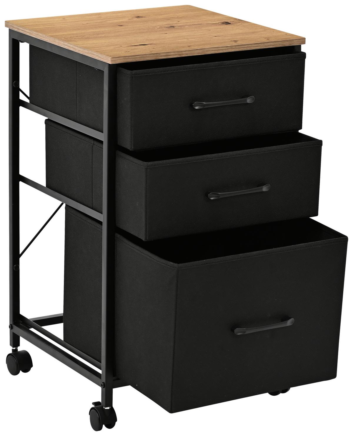 Rollcontainer Rolly Schwarz/Eiche Artisan B: 40 cm - Schwarz/Eiche Artisan, MODERN, Holzwerkstoff/Textil (40/68/40cm)