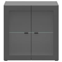 Vitrine 2 Türen, B: 64 cm Sixty-Four, Graphitfarben - Schwarz/Graphitfarben, Trend, Glas/Holzwerkstoff (64/64/35cm)