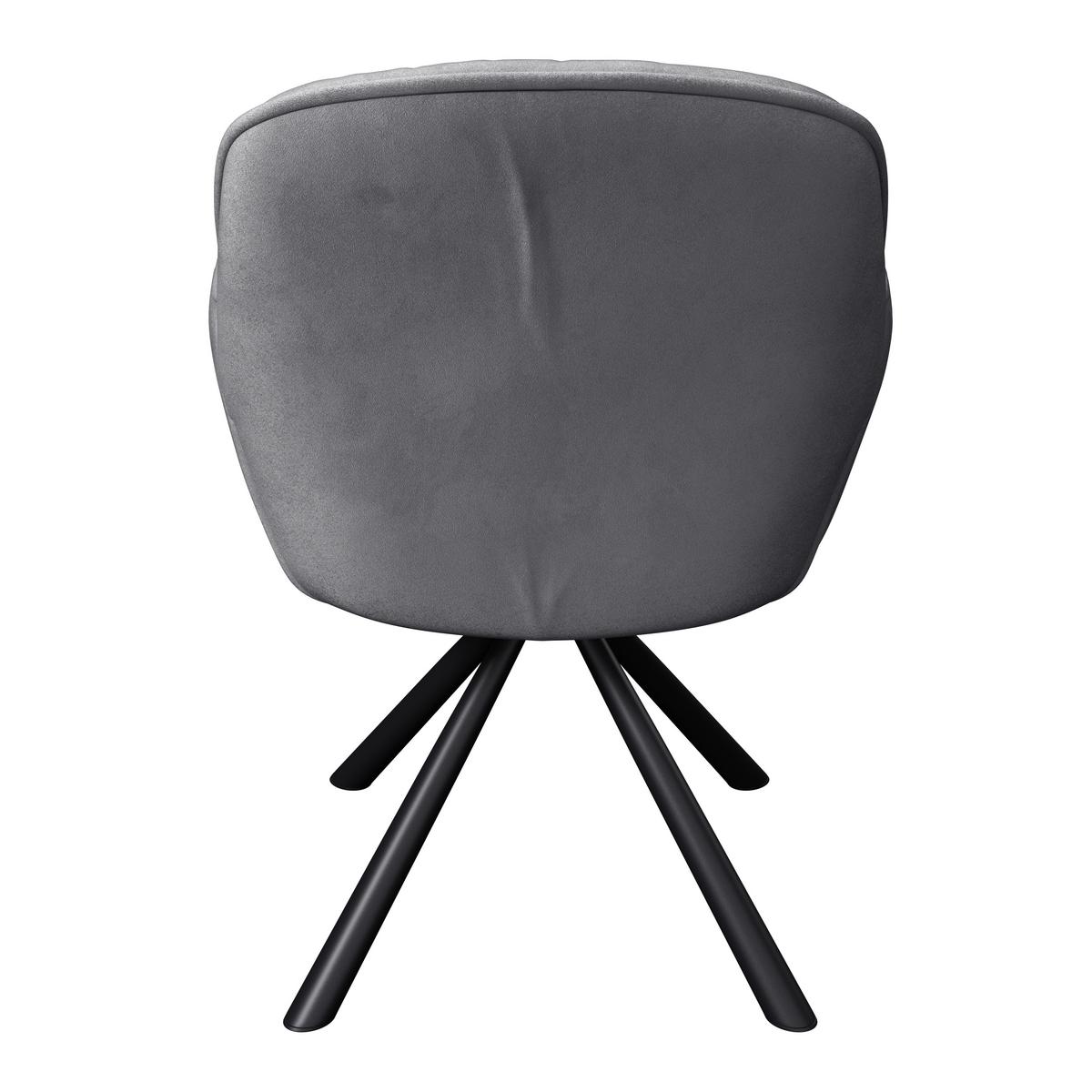 Armlehnstuhl Silvi Samt Grau 360° drehbar - Schwarz/Grau, KONVENTIONELL, Textil/Metall (62/85/62cm)