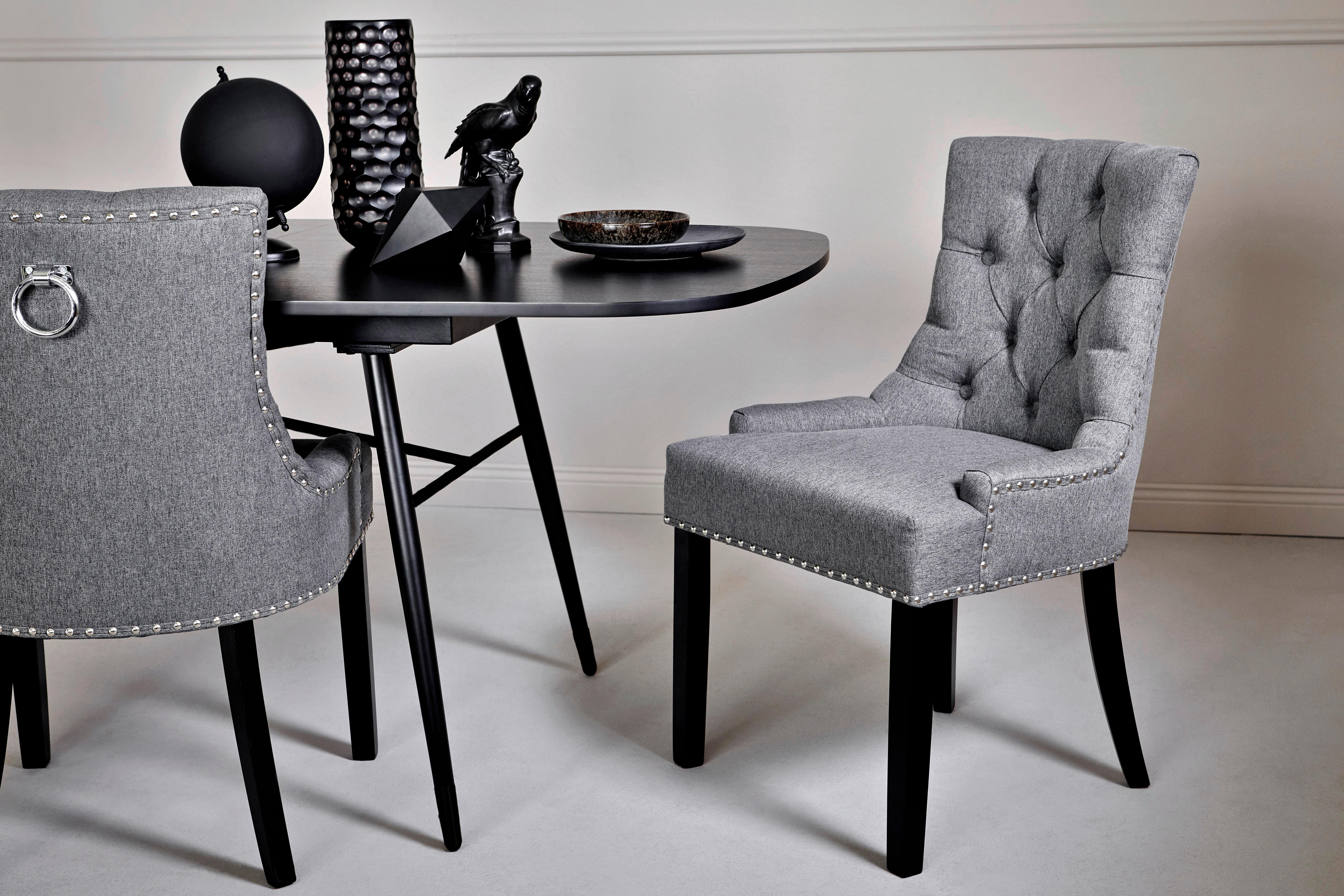 Stuhl Savik Devon Grau/Schwarz B: 56 cm - Schwarz/Grau, MODERN, Holz/Textil (56/62,5/91cm) - Livetastic