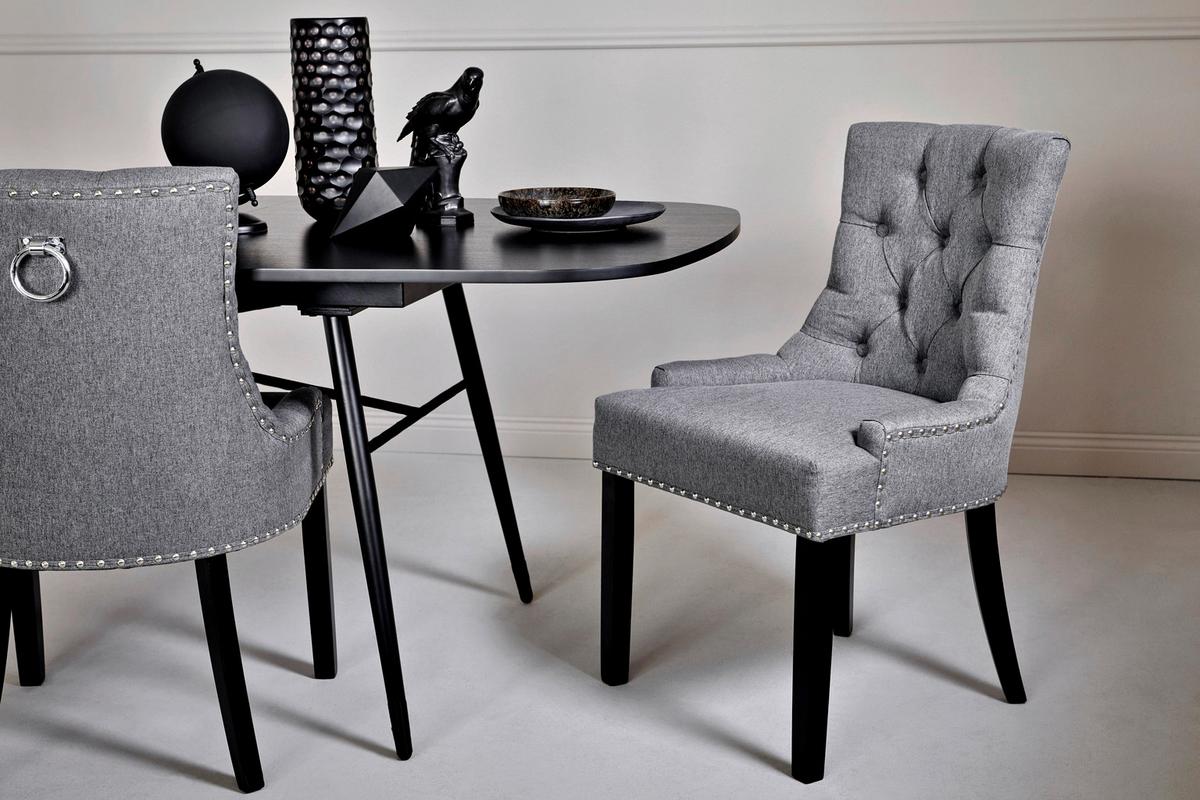 Stuhl Savik Devon Grau/schwarz B: 56 Cm - Schwarz/Grau, MODERN, Holz/Textil (56/62,5/91cm) - Livetastic