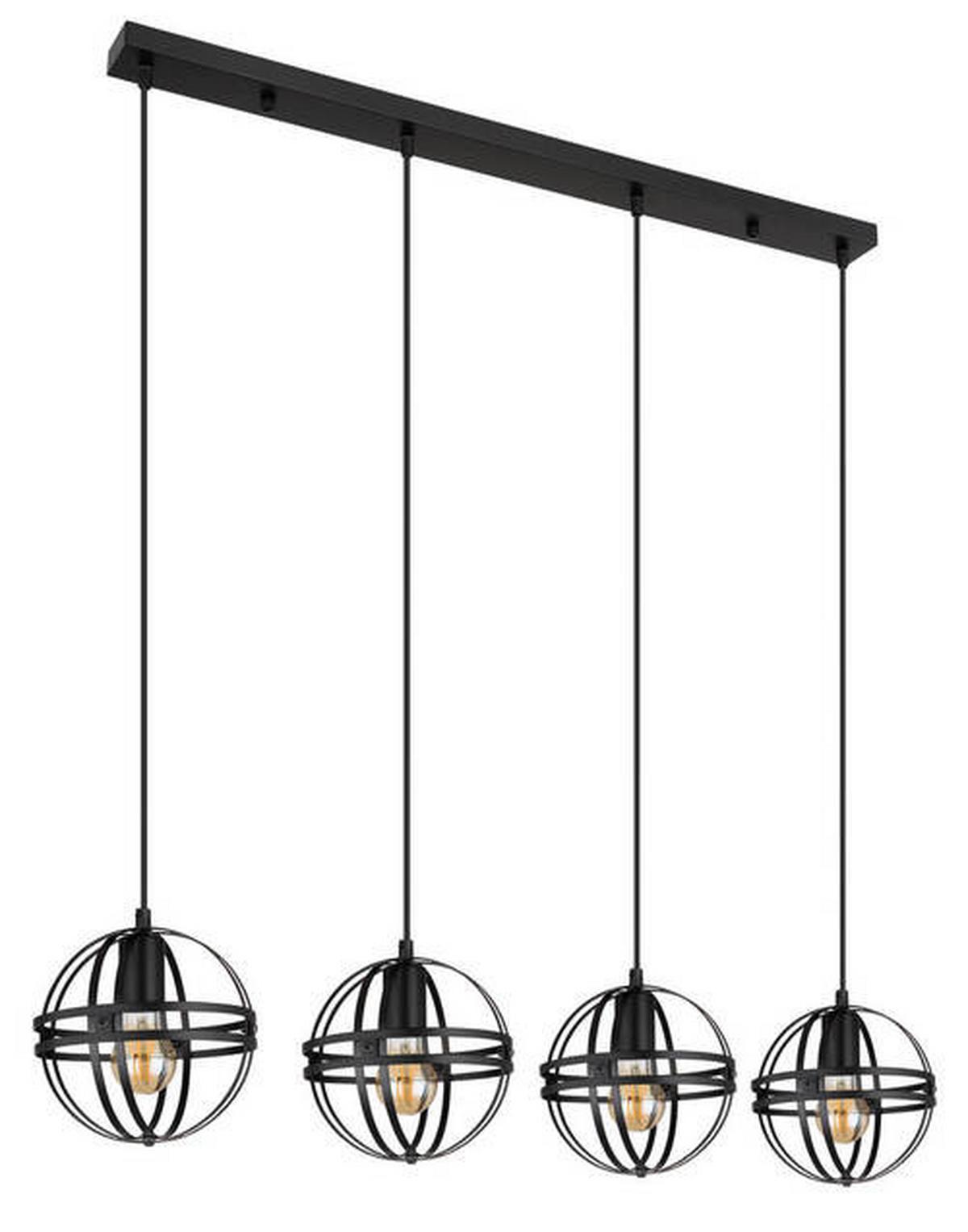 Hängeleuchte 15639-4h - Schwarz, Trend, Kunststoff/Metall (100/20/120cm) - Globo