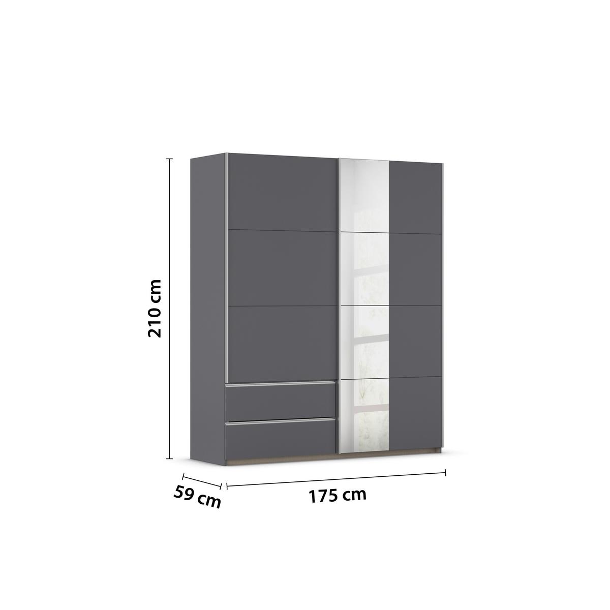Schwebetürenschrank Stoke Grau B: 175 Cm - Grau, MODERN, Holzwerkstoff (175/210/59cm) - Rauch Möbel