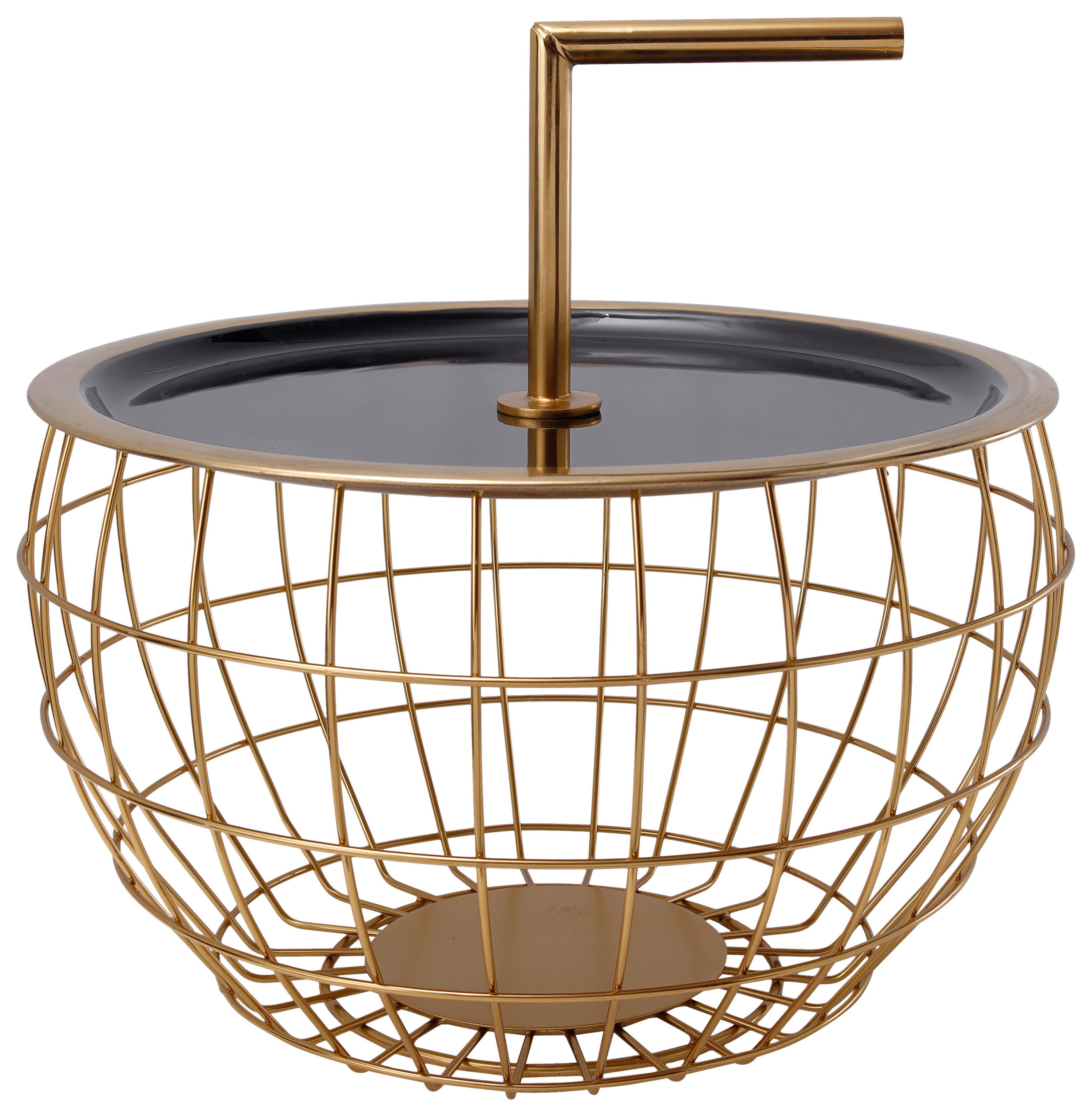 Beistelltisch Art Deco 555 Goldfarben/Schwarz B: 38 cm - Goldfarben/Schwarz, Design, Metall (38/38/23,5cm) - Kayoom