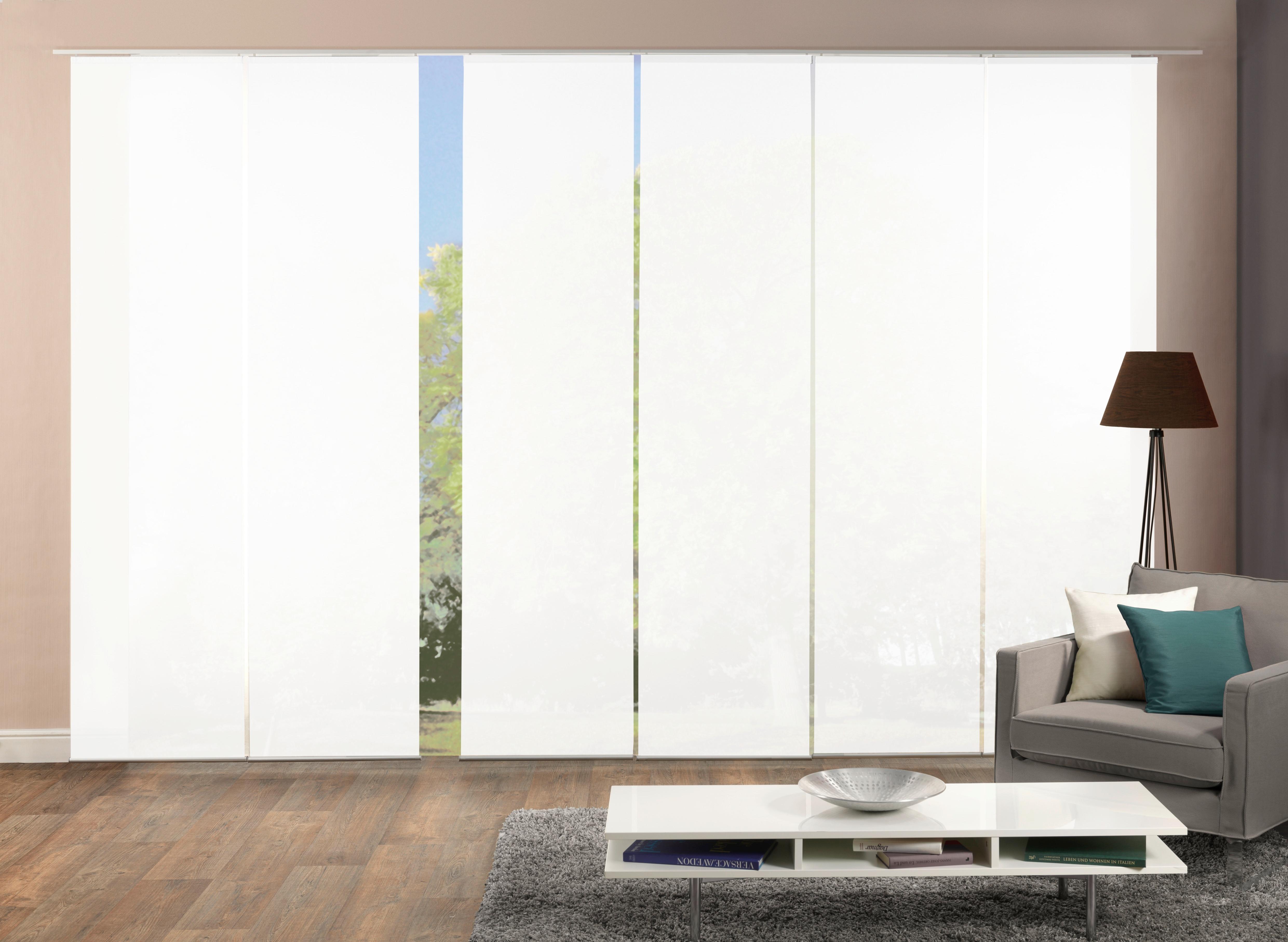 Flächenvorhang 6-tlg. Rom B: 60 Cm, Weiß Halbtransparent - Weiß, MODERN, Textil (60/245cm)