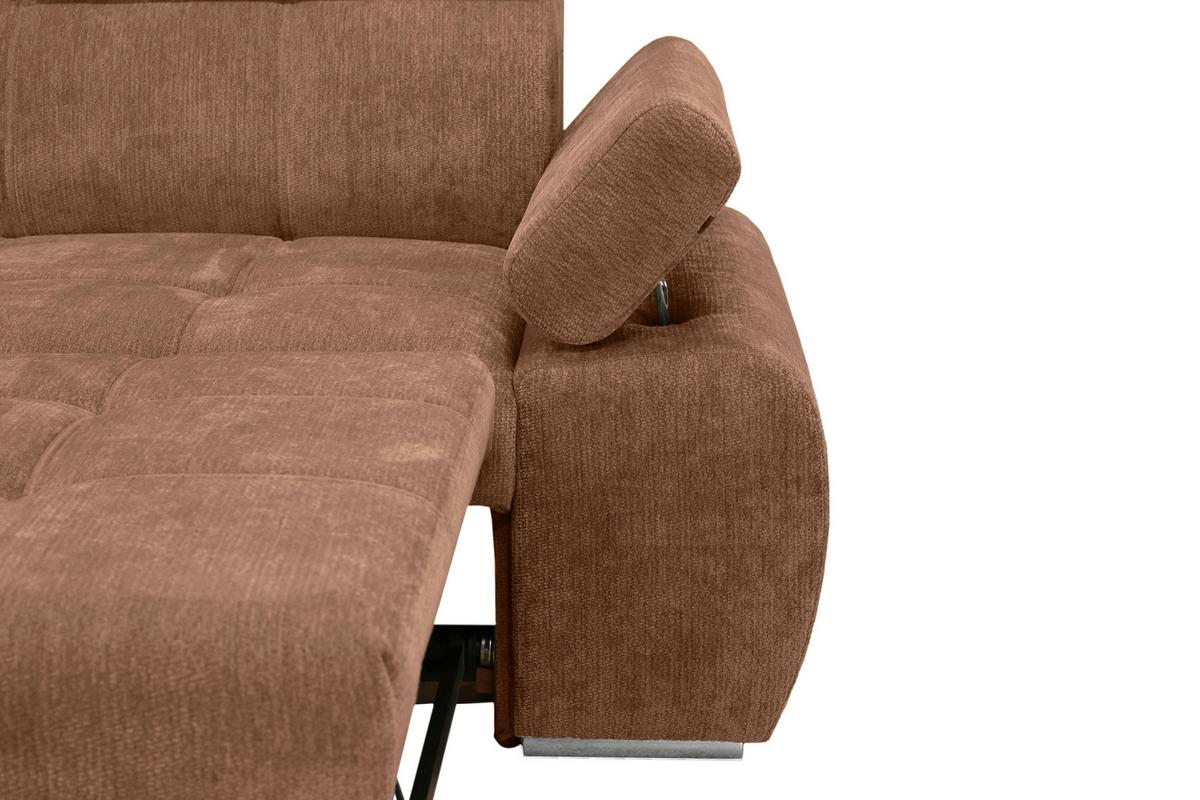 Rohová sedačka VEGAS, ľavá, terakotová ženilka - terakotová/strieborná, Design, drevo/textil (173/294cm)