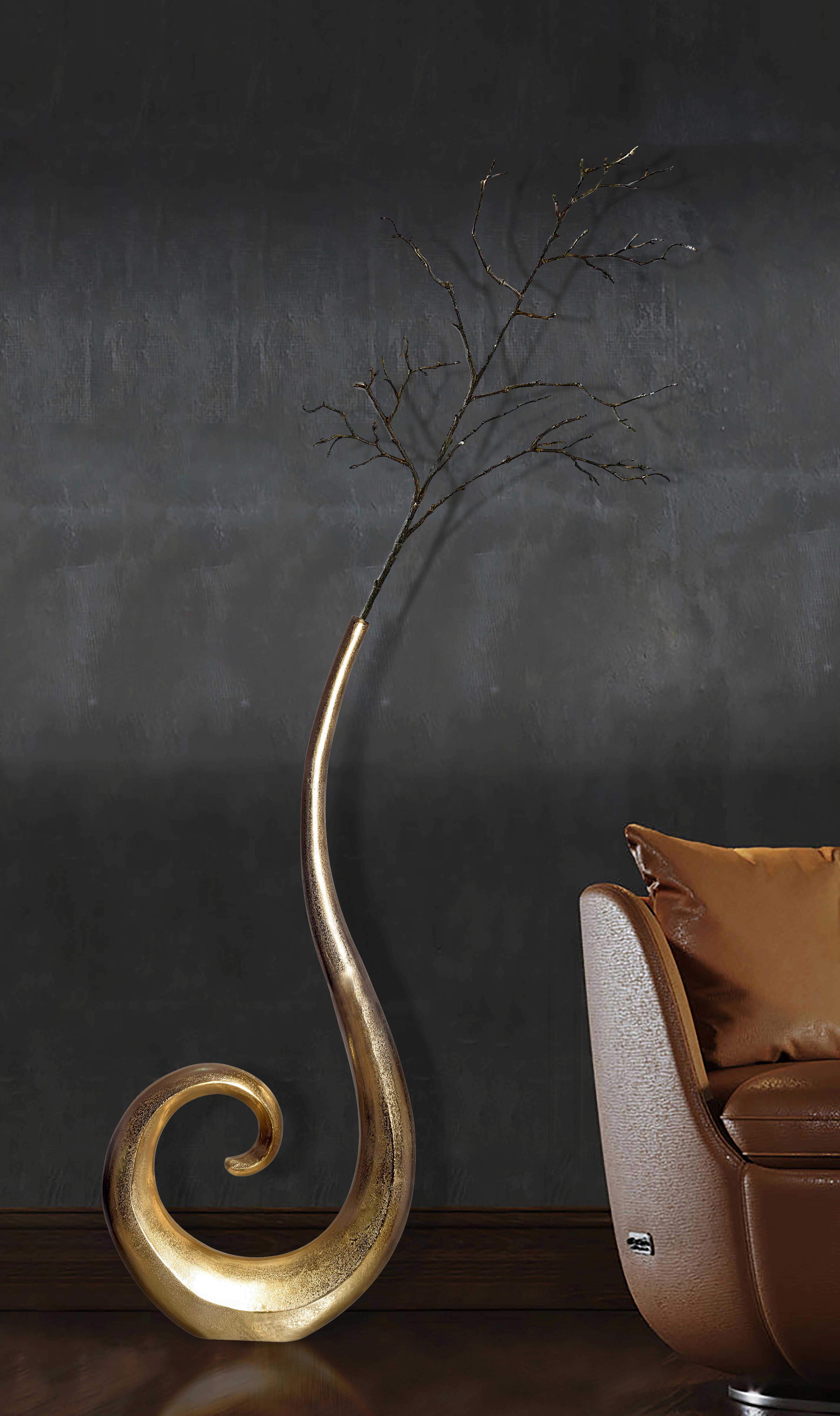 Dekovase Spirale Goldfarben B: 48 Cm - Goldfarben, Design, Metall (48/100/10cm) - Livetastic