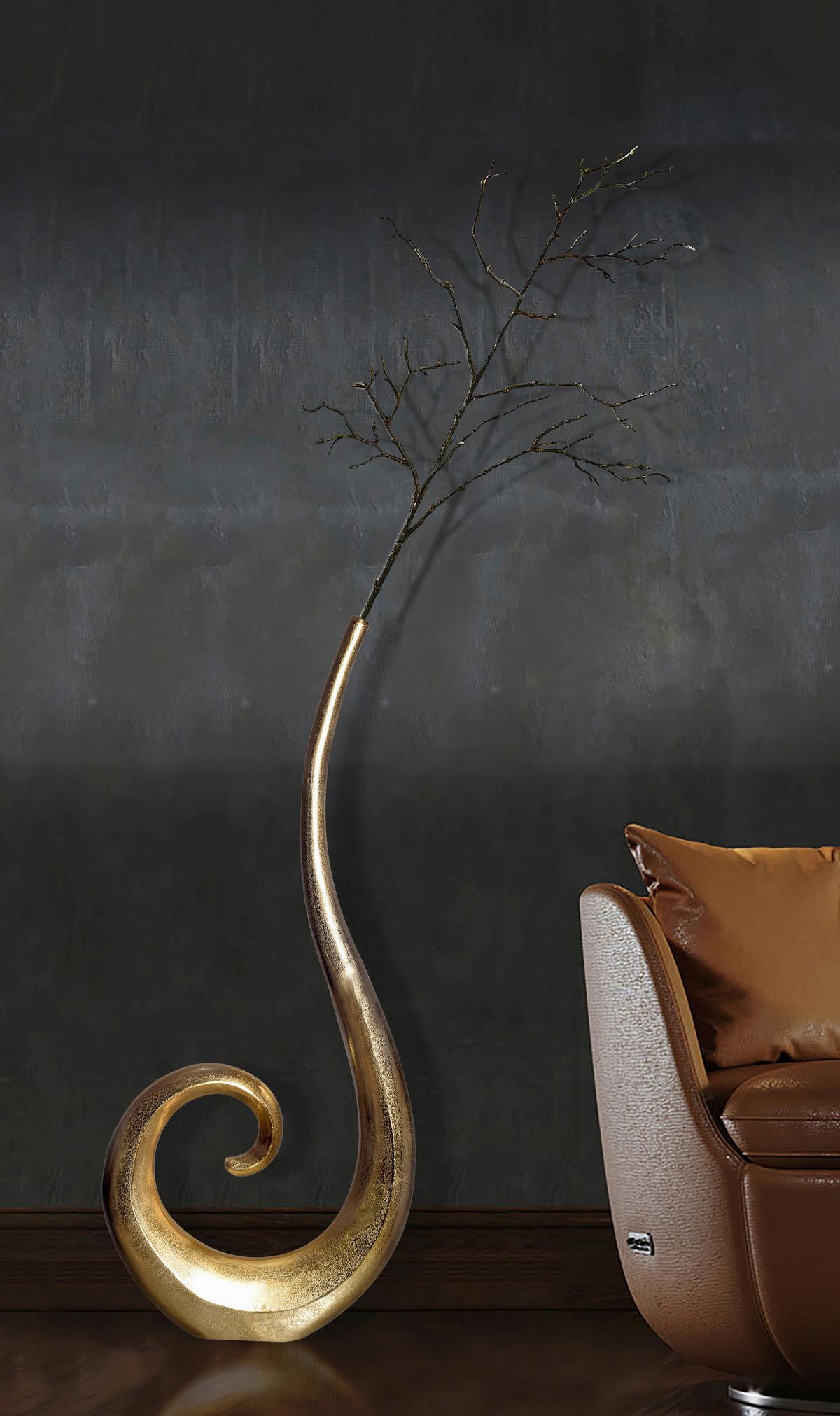 Dekovase Spirale Goldfarben B: 48 cm - Goldfarben, Design, Metall (48/100/10cm) - Livetastic