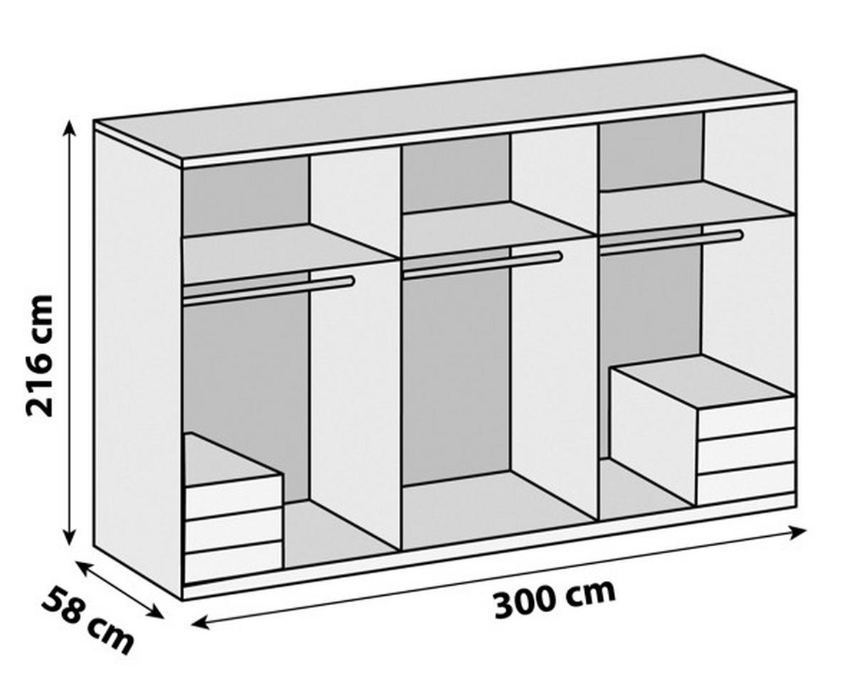 Drehtürenschrank Mit Schubladen 300cm Level 36a, Weiß Dekor - Weiß, MODERN, Holzwerkstoff (300/216/58cm) - MID.YOU