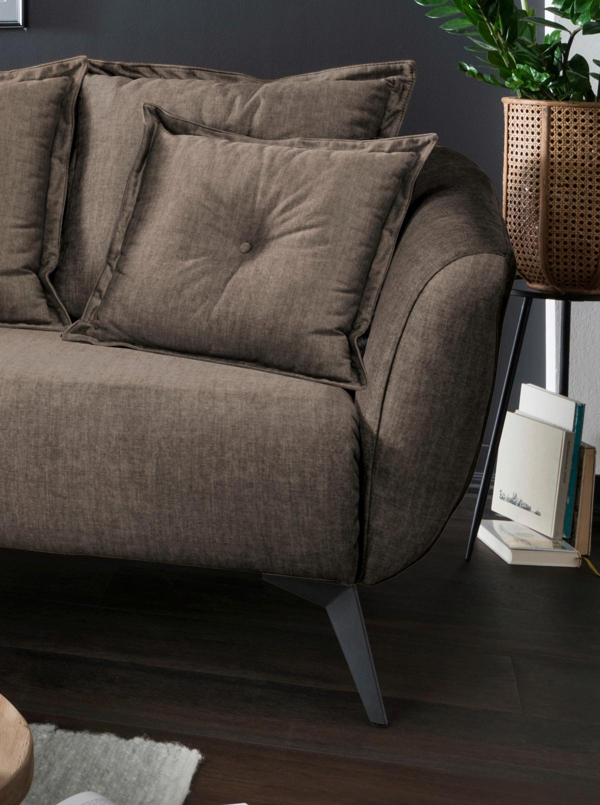 Ecksofa Baggio Mit Kissen Textil Braun - Schwarz/Braun, MODERN, Holz/Textil (277/94/162cm) - Livetastic