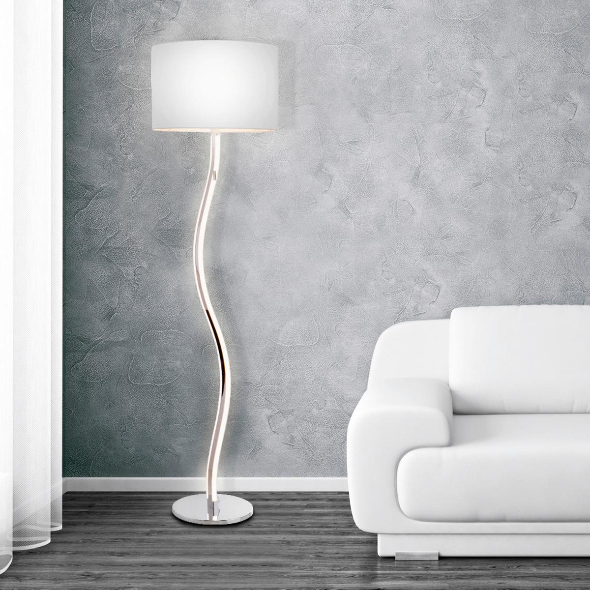 Stehlampe Aurelia Weiß Leicht Geschwungen - Weiß, Design, Kunststoff/Metall (40/192cm) - Näve