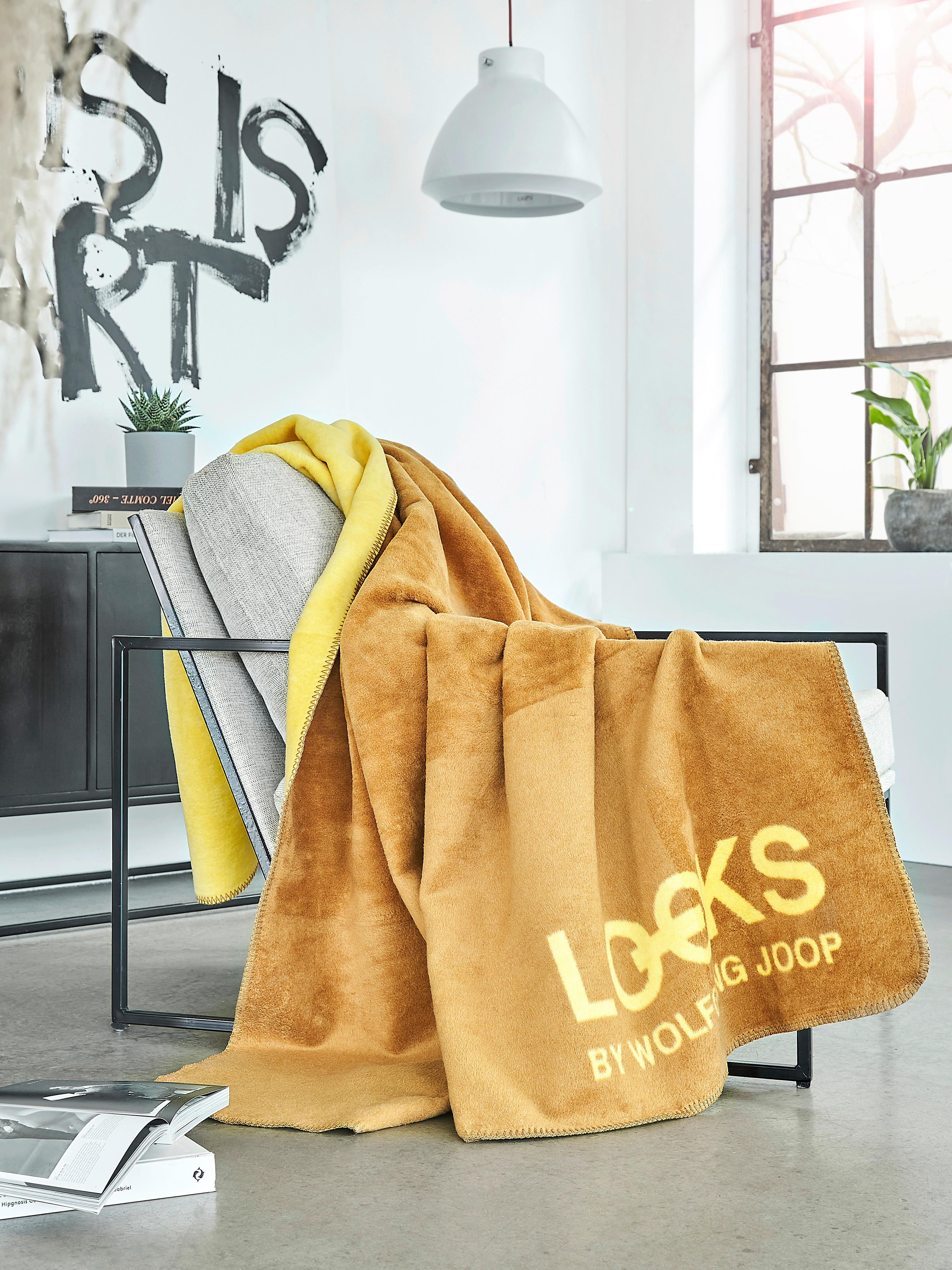 Kuscheldecke Looks Gelb/Gold 150x200 cm Double Face - Gelb/Goldfarben, KONVENTIONELL, Textil (150/200cm) - LOOKS by W.Joop