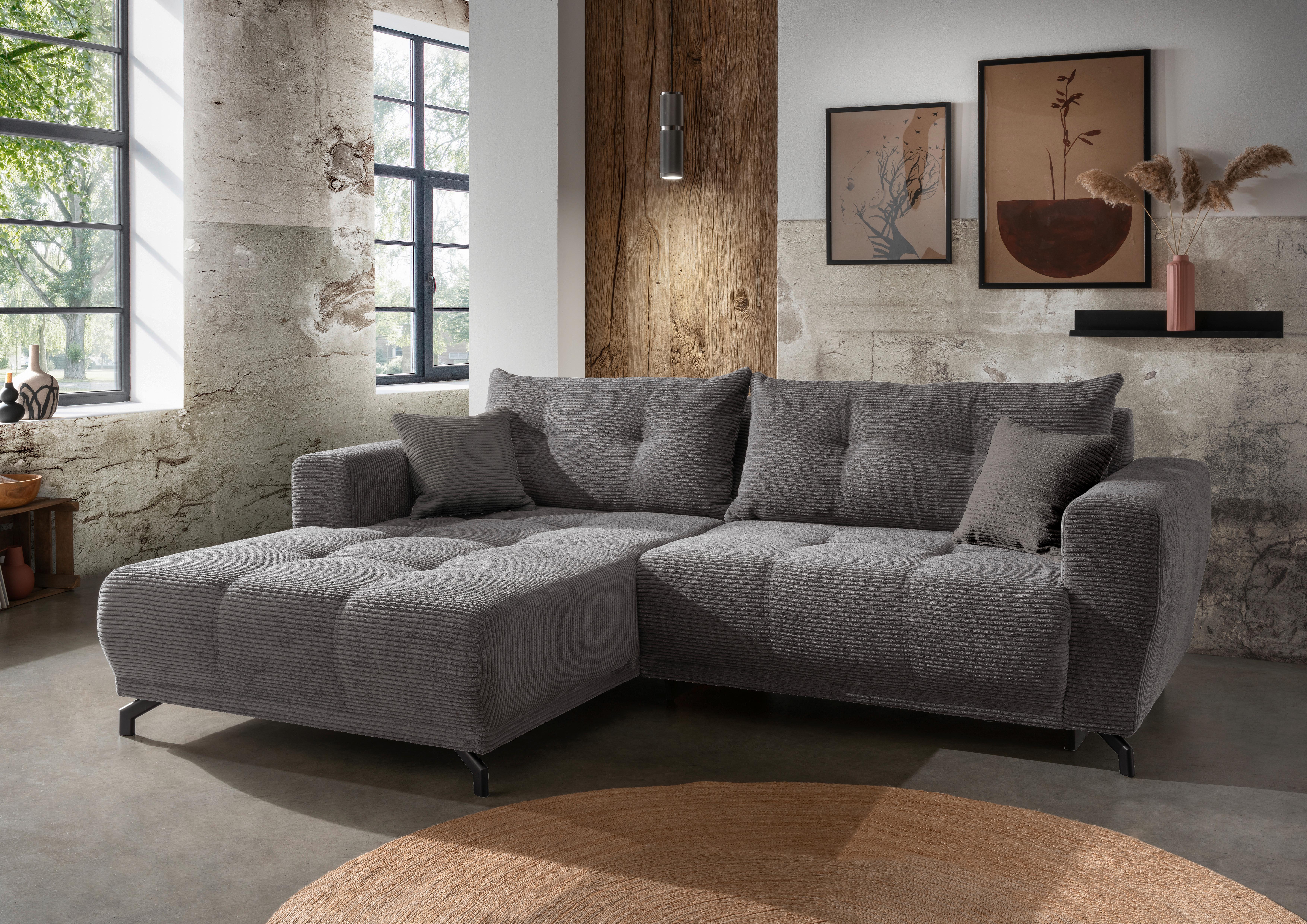 Ecksofa Restato Grau S: 177/246 cm - Schwarz/Grau, MODERN, Holz/Textil (177/246cm) - MID.YOU