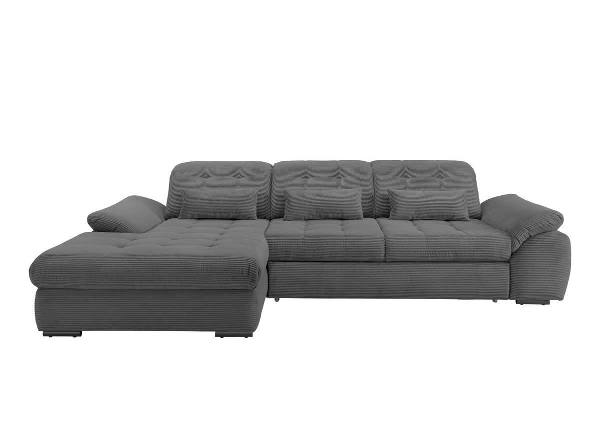 Ecksofa mit Schlaffunktion & Bettkasten Rigatti Grau - Schwarz/Grau, MODERN, Textil (184/314cm) - Livetastic