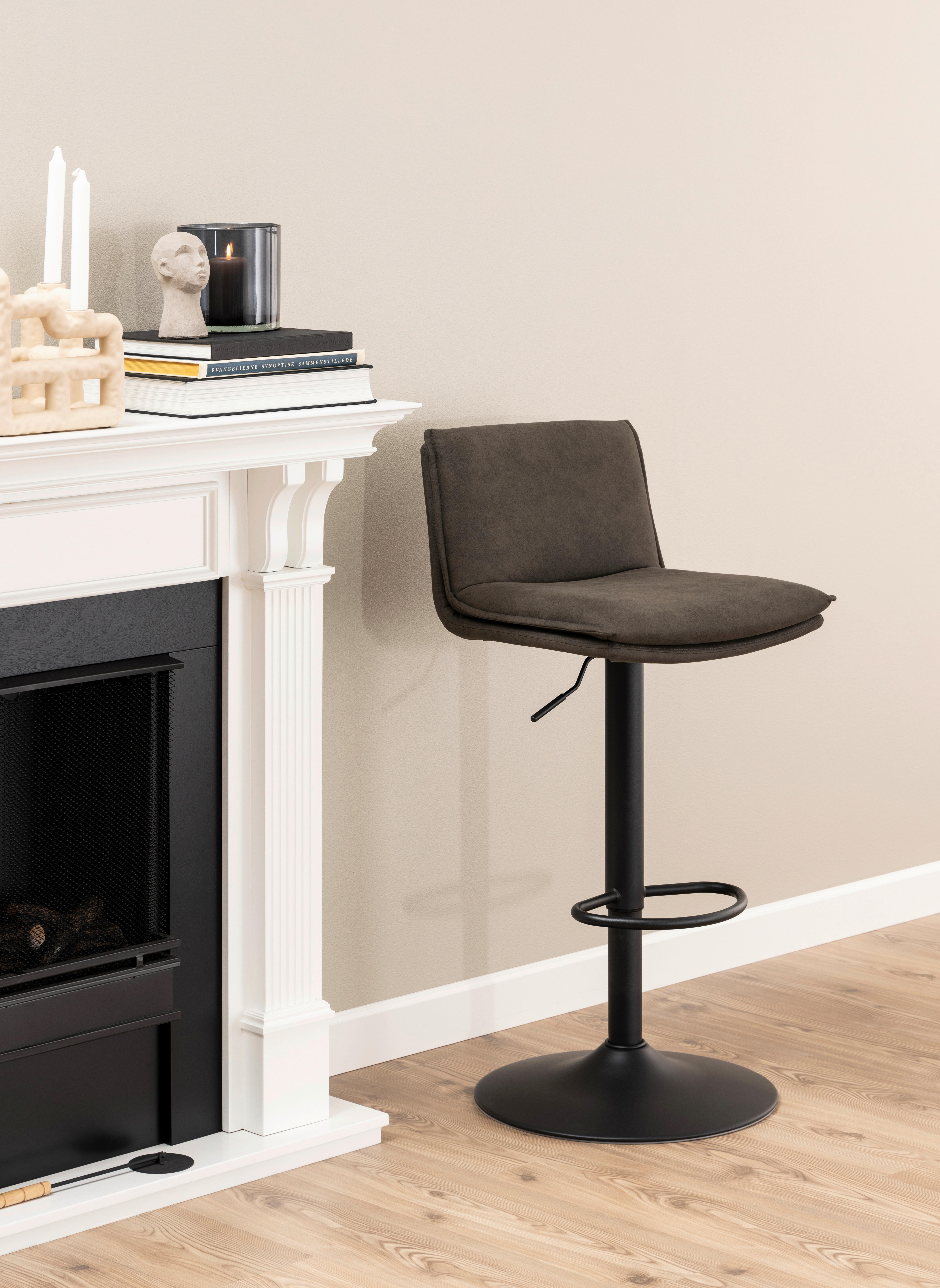 Barhocker Flynn Braun B: 44 cm - Schwarz/Braun, Design, Textil/Metall (44/107/53cm) - MID.YOU