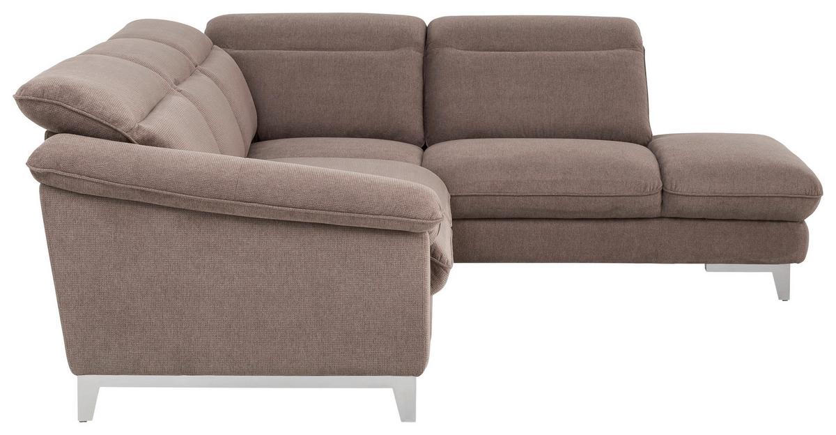 Ecksofa Mit Schlaffunktion Teresa Taupe - Taupe/Chromfarben, Design, Textil (293/232cm) - Livetastic