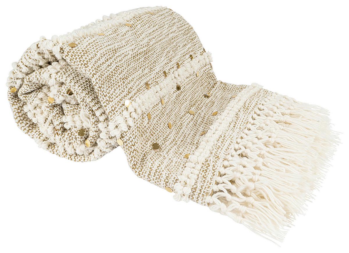 Decke Bohist 425 Creme/Dunkelgrün B: 130 cm - Dunkelgrün/Creme, KONVENTIONELL, Kunststoff/Textil (130/170cm)
