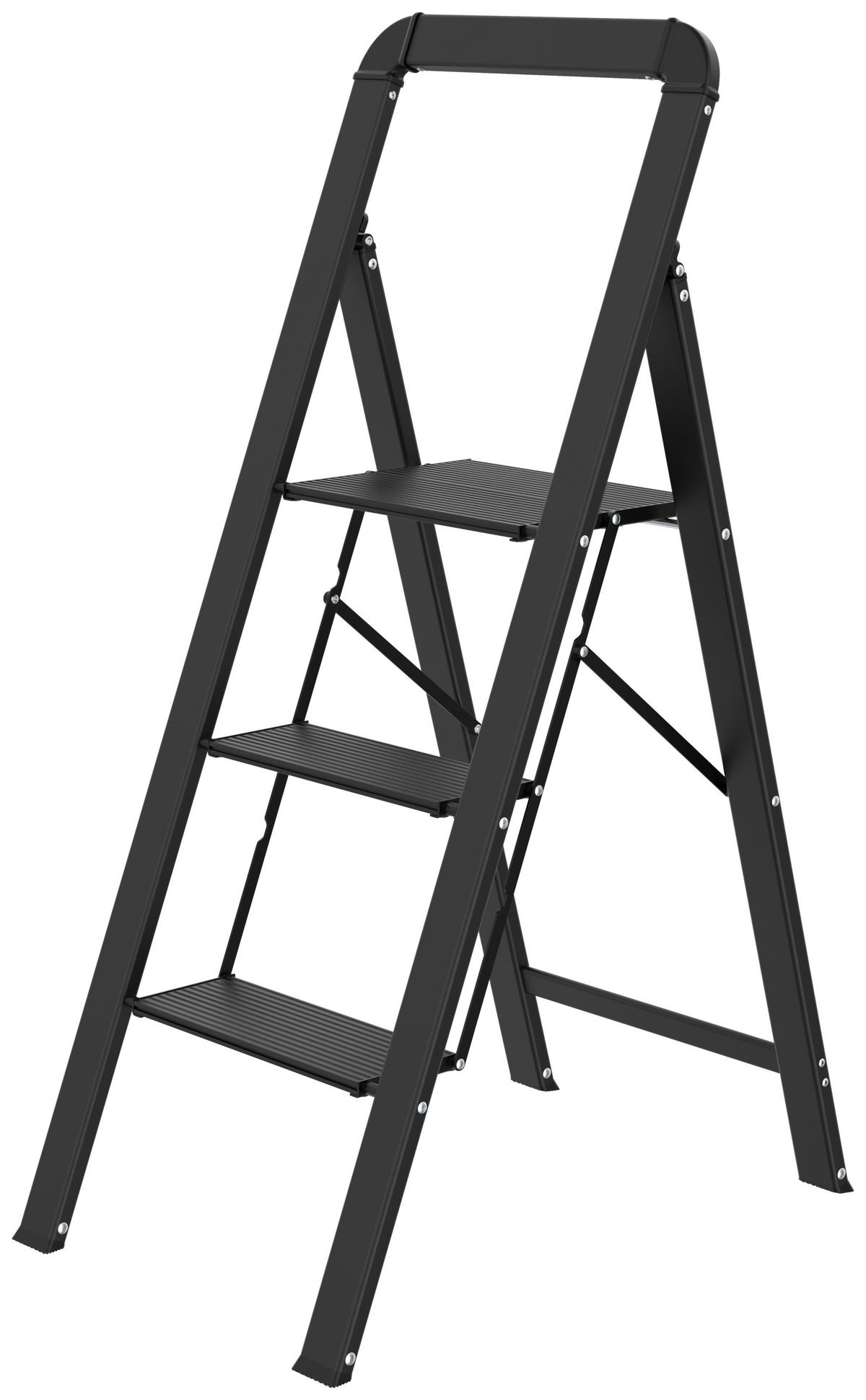 Klapptrittleiter Gustav - Schwarz, KONVENTIONELL, Kunststoff/Metall (44,5/62/109cm) - Homezone