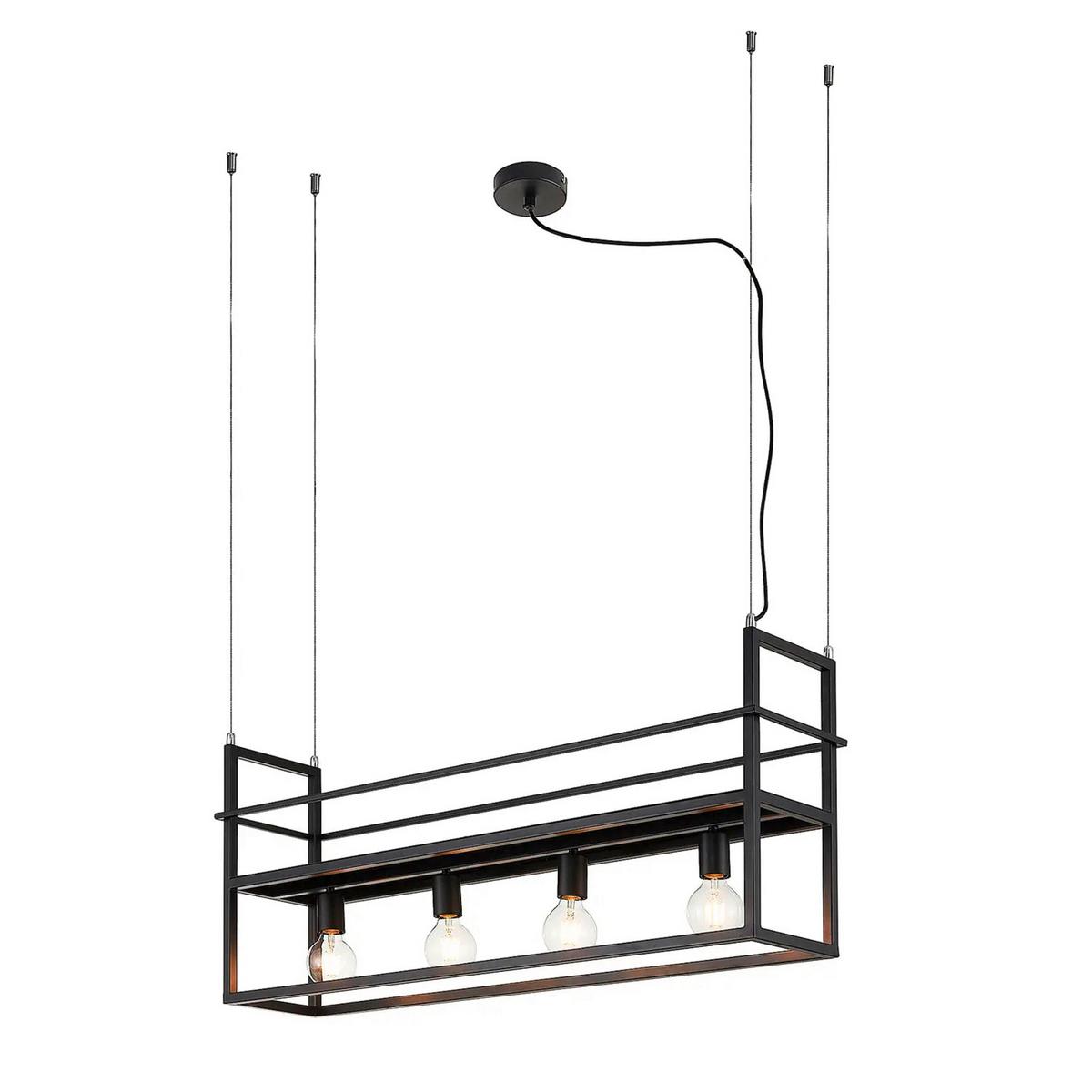 Hängeleuchte 5054/sn H: 160cm 4-Flammig - Schwarz, Basics, Metall (100/20/160cm)