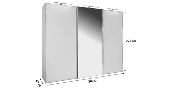 Schwebetürenschrank Mit Spiegel 280 cm Sonate Rom, Weiß - Weiß, MODERN, Holz/Holzwerkstoff (280/222/68cm) - Luca Bessoni