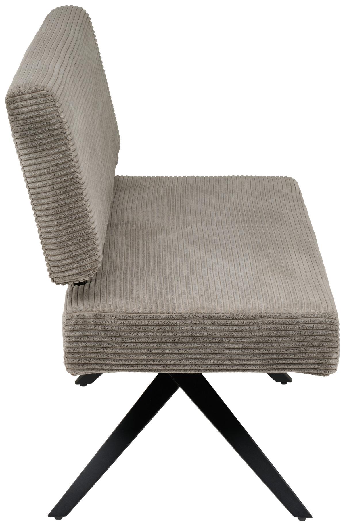 Sitzbank Chios mit Lehne Cord Dunkelgrau, B: 140 cm - Dunkelgrau/Schwarz, KONVENTIONELL, Textil/Metall (140/90/62cm) - MID.YOU