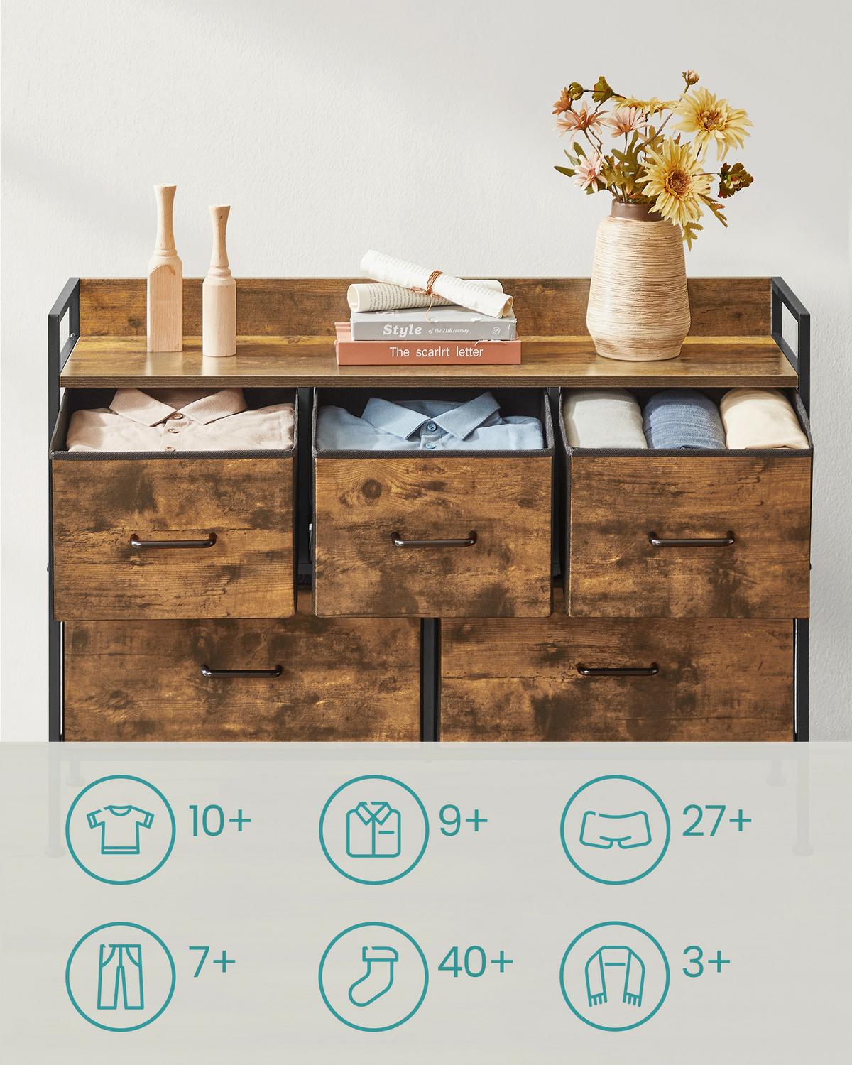 KOMMODE Schwarz, Braun B: 98,2cm - Schwarz/Braun, Basics, Holzwerkstoff/Textil (98,2/70/29cm)