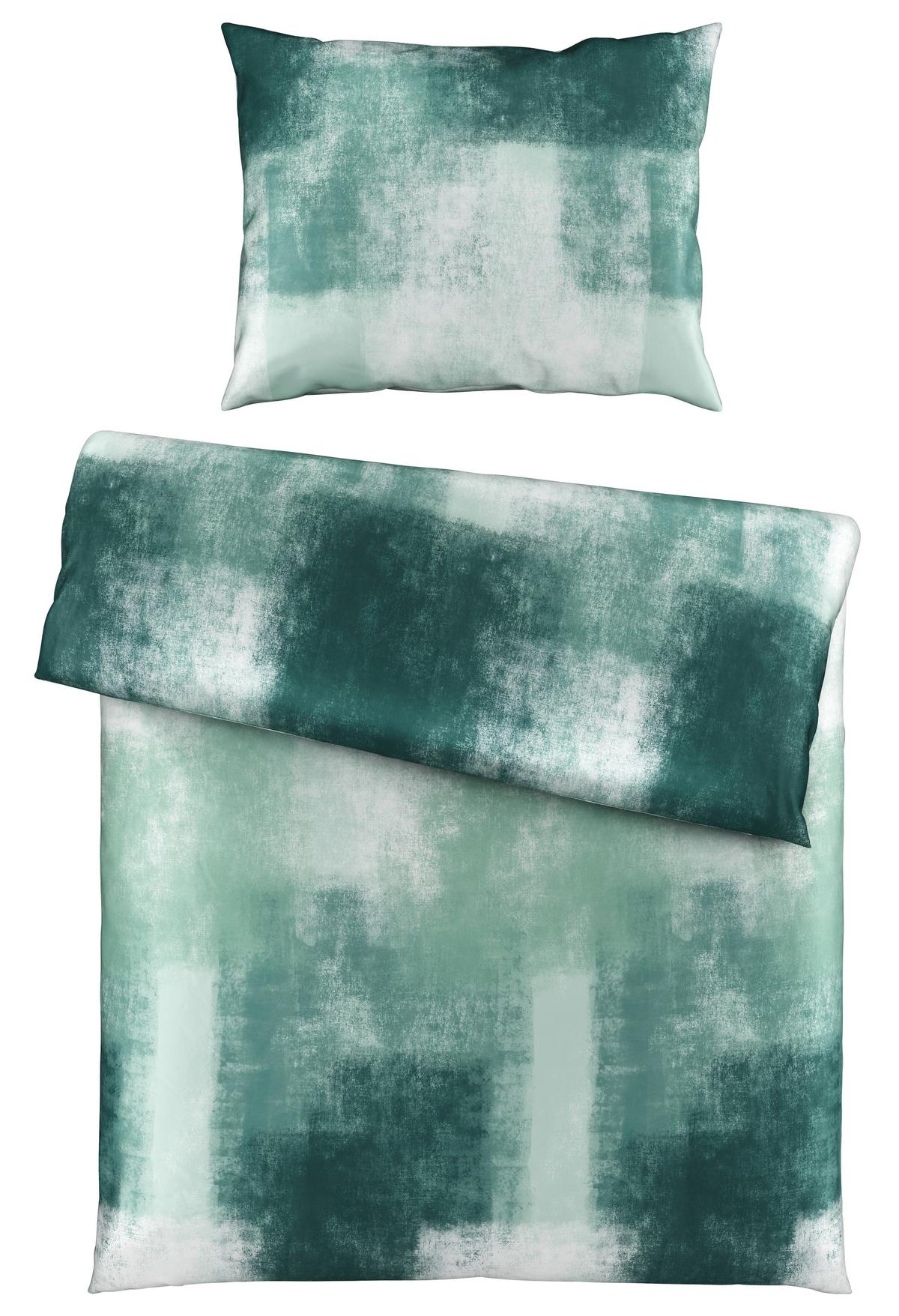 Satin Bettwäsche 140x200 Cm Nikoletta Baumwolle Grün - Grün, ROMANTIK / LANDHAUS, Textil (140/200cm) - James Wood