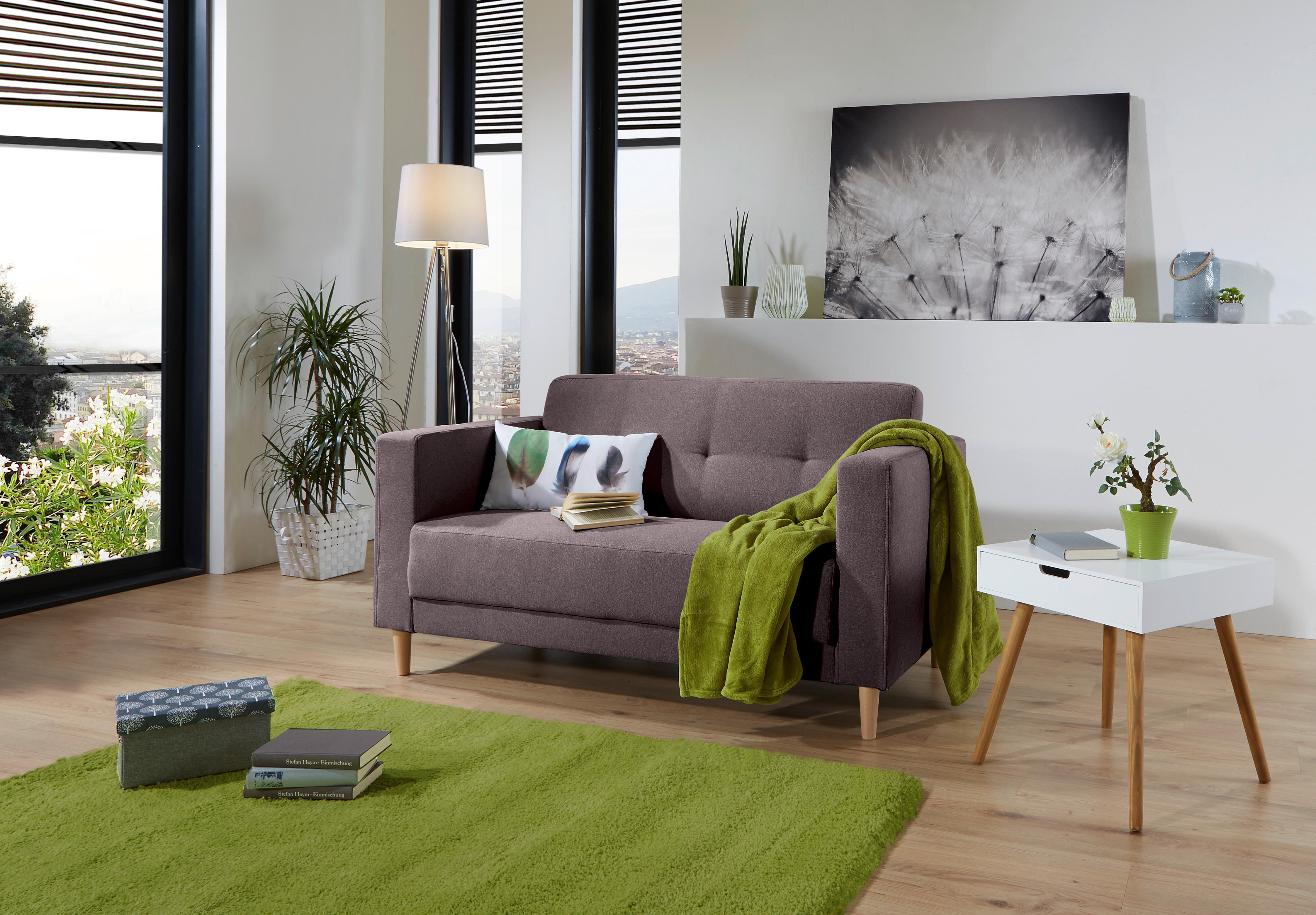 Zweisitzer-Sofa Geneve Webstoff - Anthrazit/Naturfarben, MODERN, Textil (148/81/75cm)