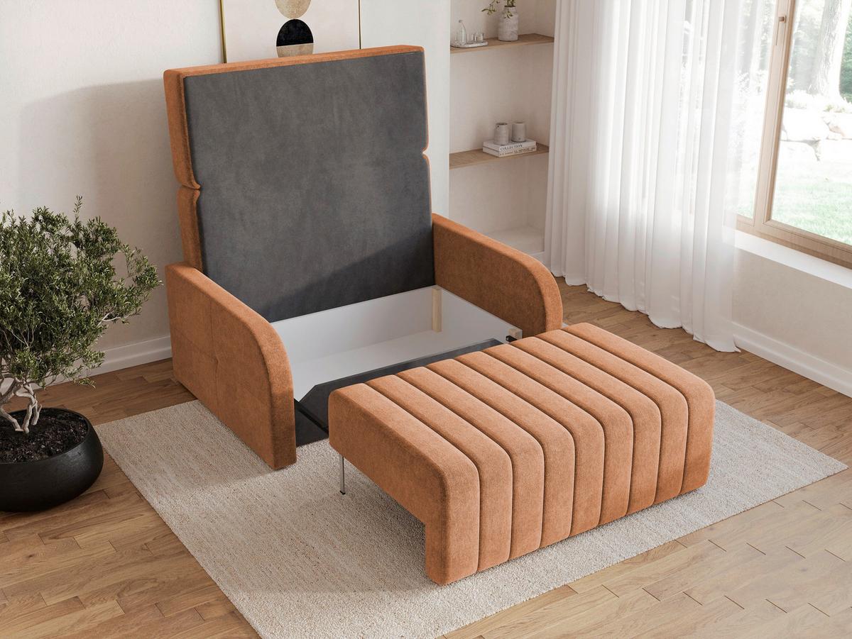 Schlafsofa Alaska Rostfarben, B: 141 cm - Rostfarben/Schwarz, Design, Textil (141/90/104cm) - MID.YOU