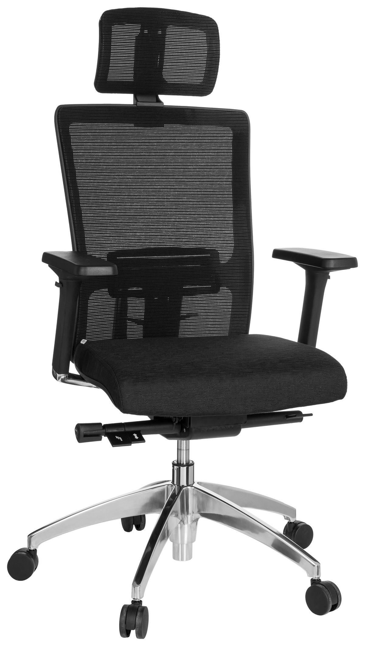 Drehstuhl Astra Lux Schwarz - Alufarben/Schwarz, MODERN, Kunststoff/Textil (57/138/52cm) - MID.YOU