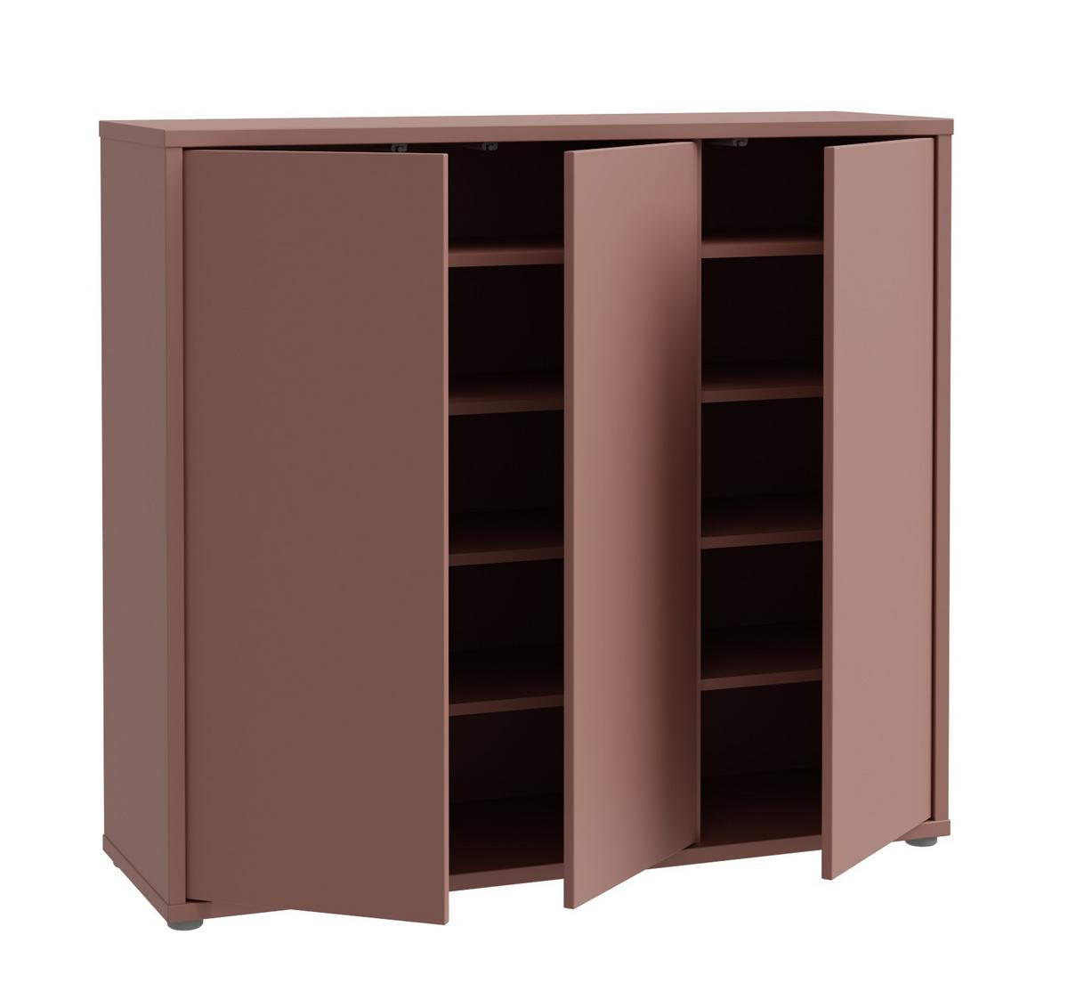 Skriňa na topánky ALICE terracotta - sivá/terakota, Modern, kompozitné drevo/plast (109,2/99,1/34,9cm)
