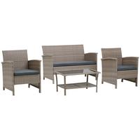 Loungegarnitur Barbara Aus Metall/Kunststoff/Glas - Dunkelgrau/Schwarz, MODERN, Glas/Kunststoff - Luca Bessoni