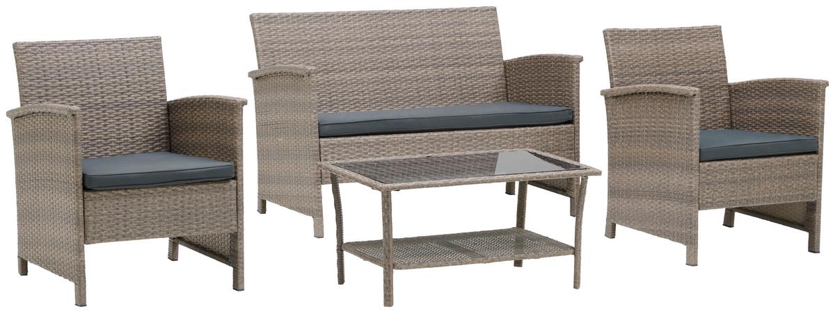 Loungegarnitur Barbara Aus Metall/Kunststoff/Glas - Dunkelgrau/Schwarz, MODERN, Glas/Kunststoff - Luca Bessoni