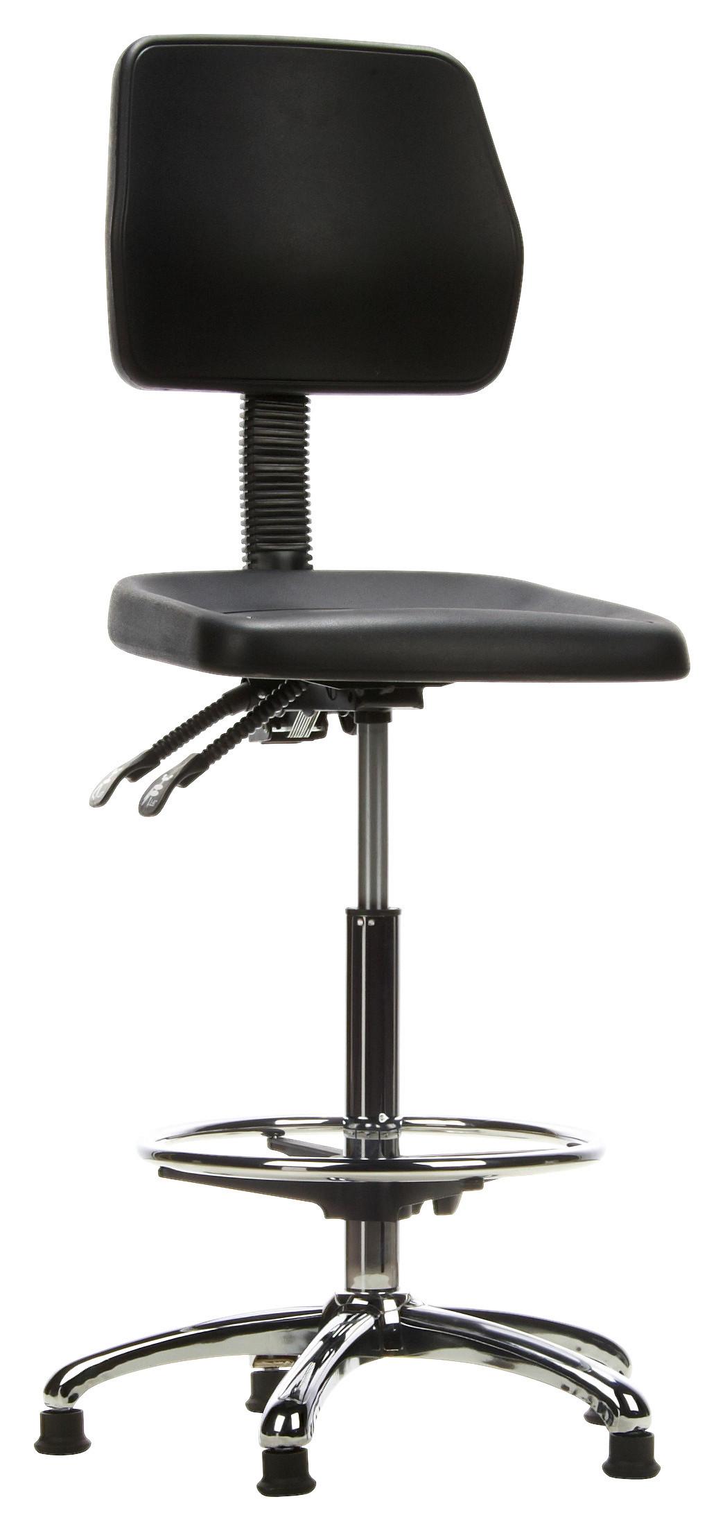 Bürohocker Top Work 11 Schwarz - Chromfarben/Schwarz, MODERN, Kunststoff/Metall (42/129/40cm) - MID.YOU