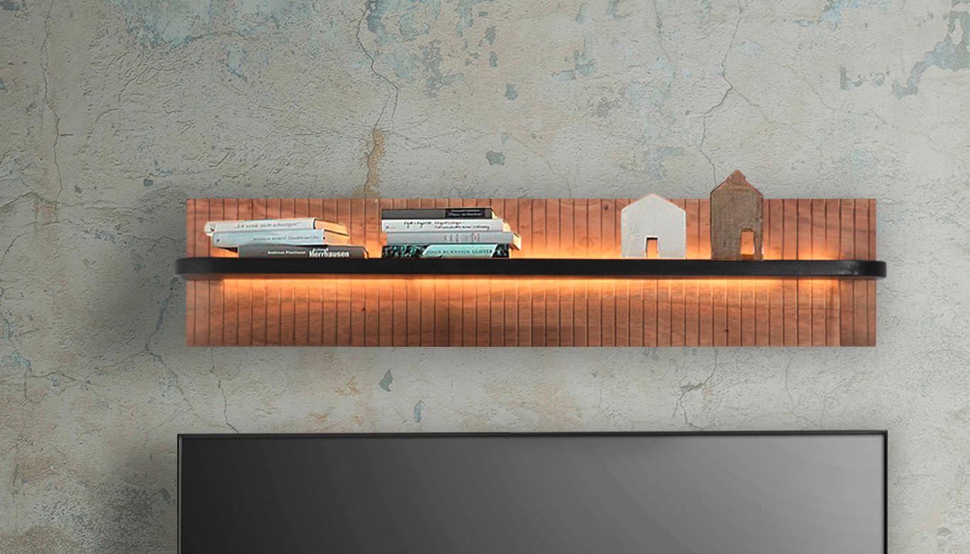 Wandboard Kunja Akazie Massiv, B: 118 cm - Akaziefarben, Trend, Holz (118/25/20cm)