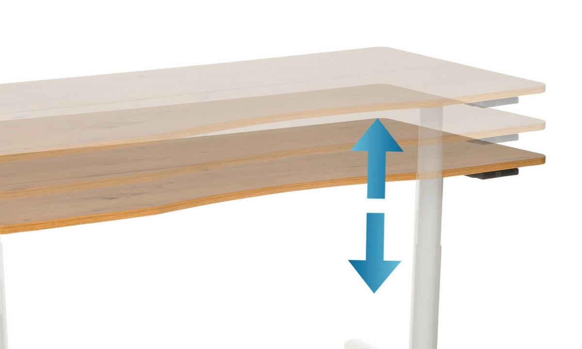 Schreibtisch Eichefarben B: 140 cm - Eichefarben/Weiß, MODERN, Holzwerkstoff/Metall (140/70/73 - 118cm) - MID.YOU