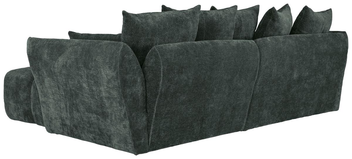 Univerzálna sedačka CAMMELLIO, tm.zelená ženilka, 7 vankúšov - čierna/tmavozelená, Modern, textil (296/189cm) - Mömax