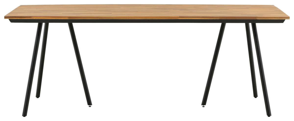 Gartentisch Chan - Schwarz/Teakfarben, KONVENTIONELL, Holz/Metall (200/100/74cm) - Gardenson
